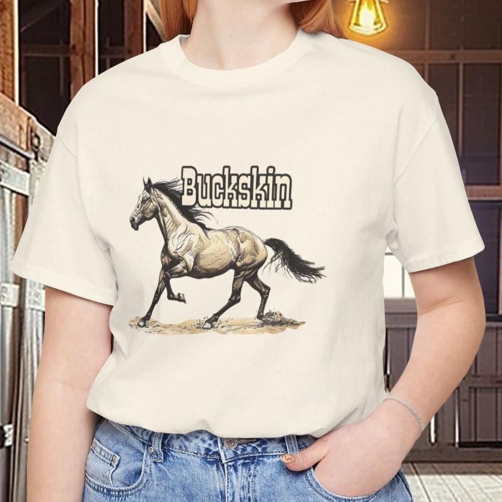 Buckskin Horse T - shirt ART, Great Drawing of a Buckskin Horse Tee - FlooredByArt