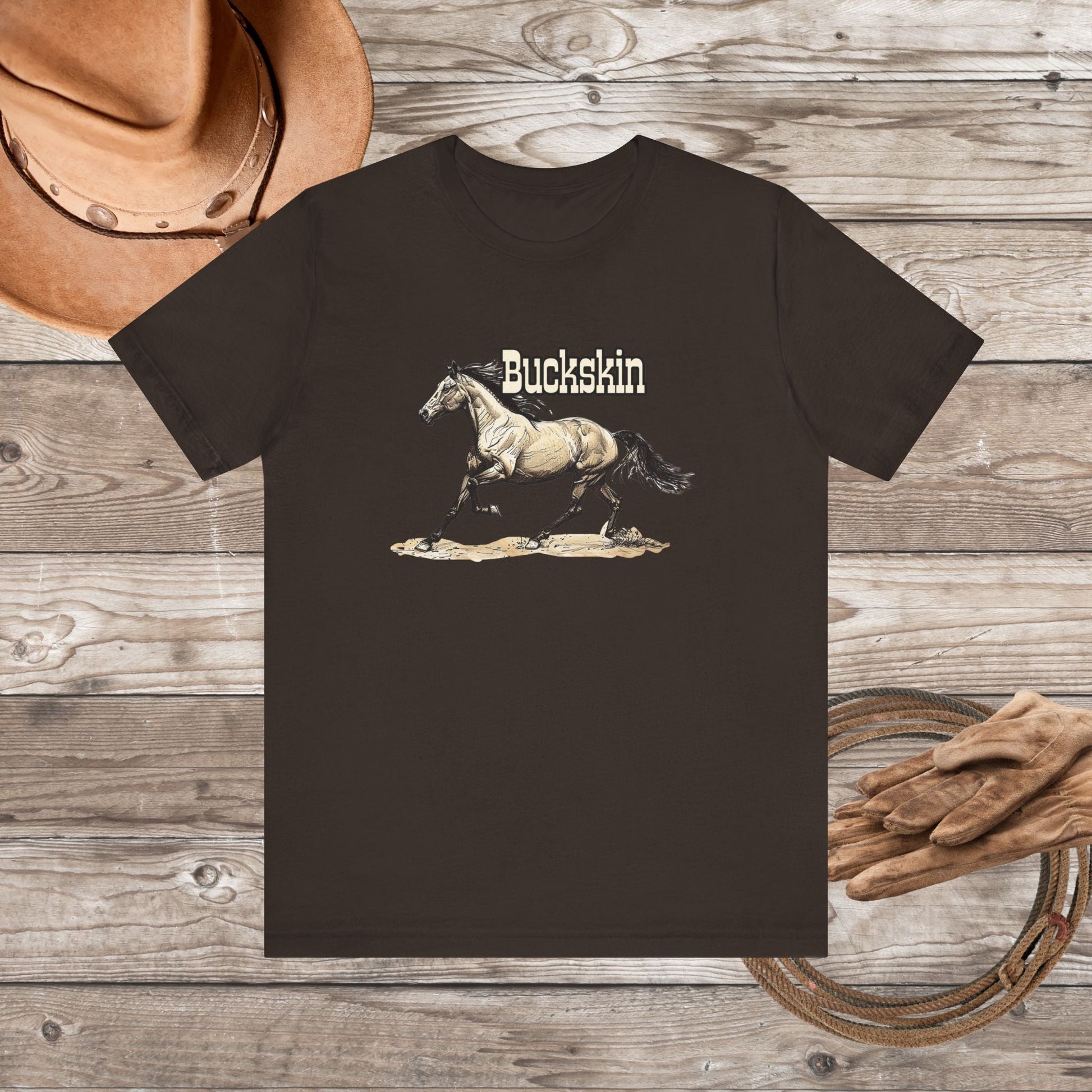 Buckskin Horse T - shirt ART, Great Drawing of a Buckskin Horse Tee - FlooredByArt