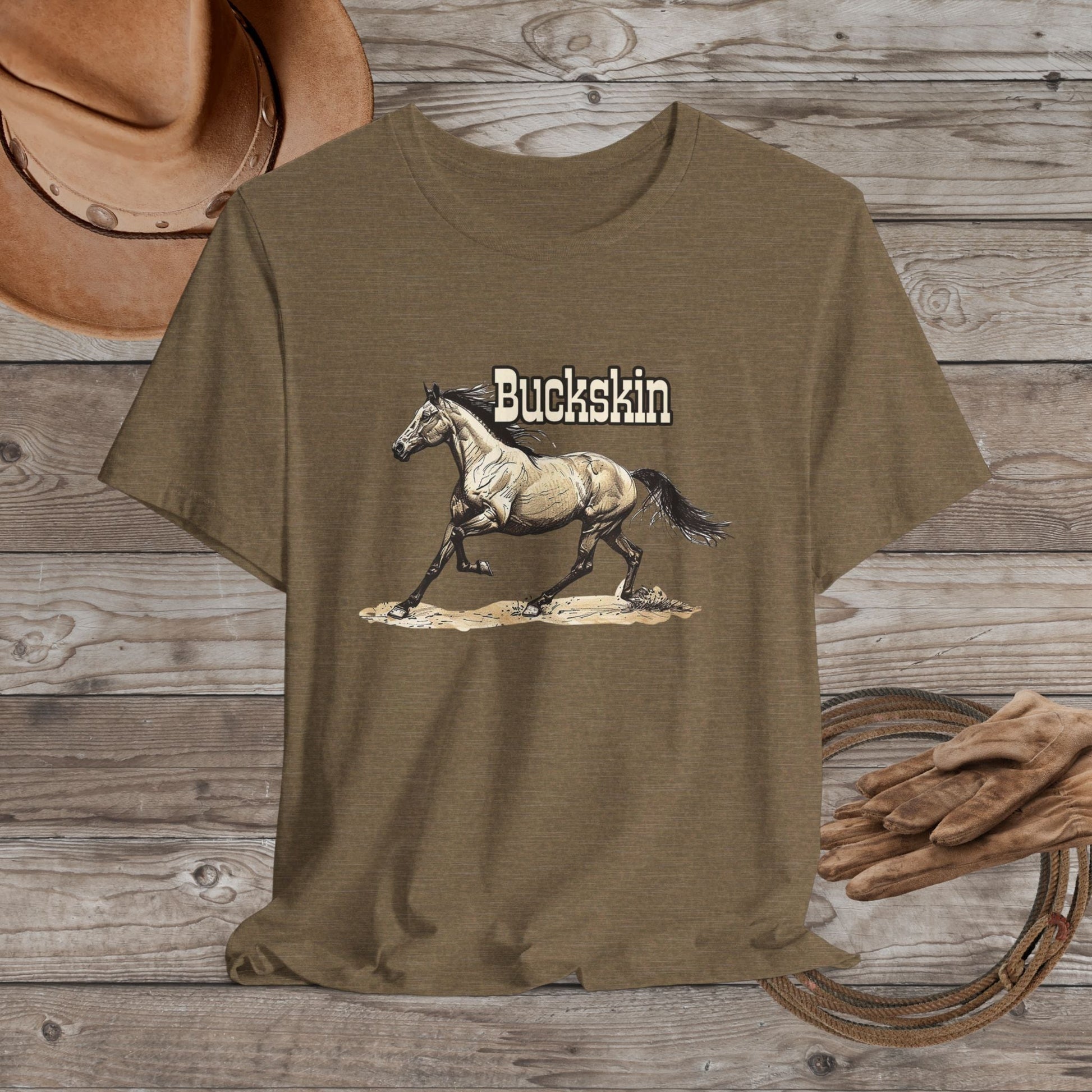 Buckskin Horse T - shirt ART, Great Drawing of a Buckskin Horse Tee - FlooredByArt