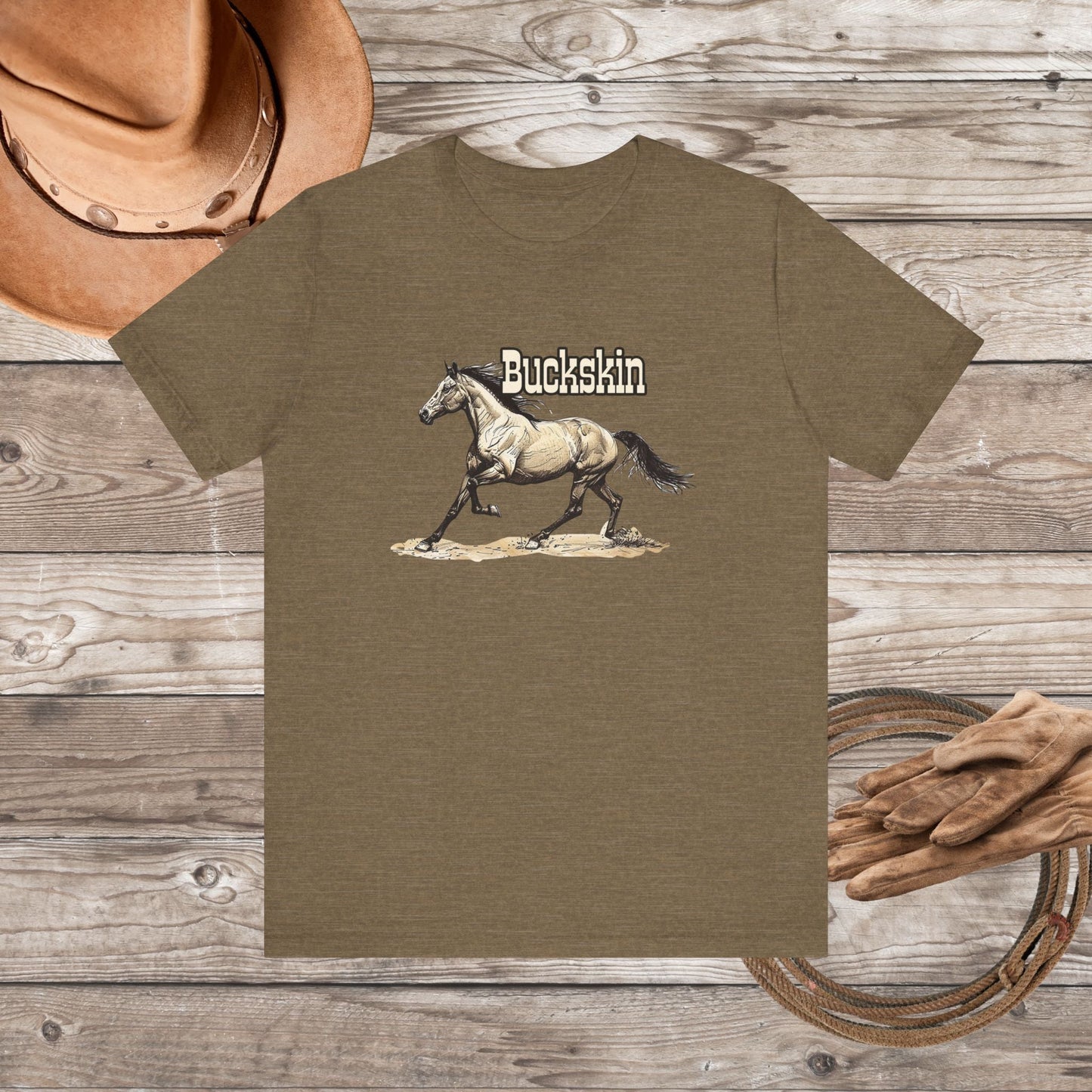 Buckskin Horse T - shirt ART, Great Drawing of a Buckskin Horse Tee - FlooredByArt