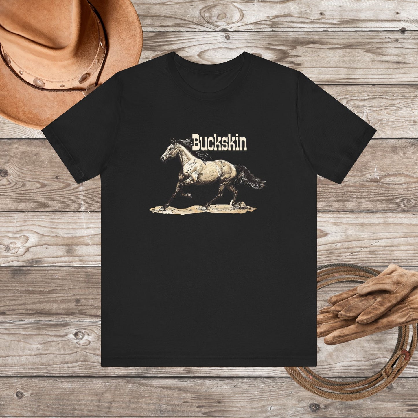 Buckskin Horse T - shirt ART, Great Drawing of a Buckskin Horse Tee - FlooredByArt