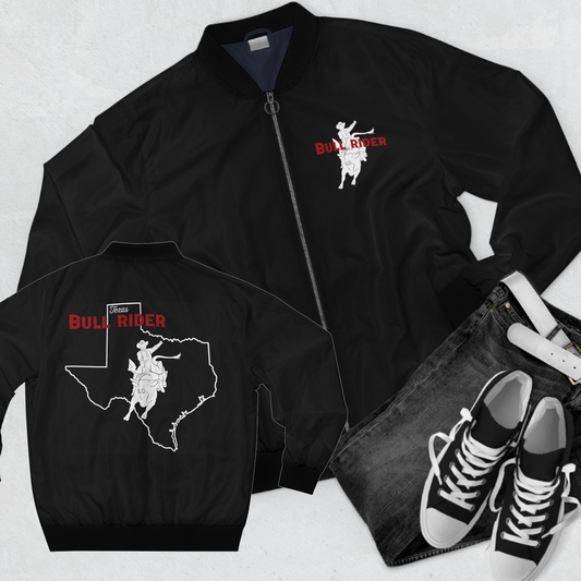 Custom Bull Riding Bomber Jacket With State Outline on the Back, Bull Rider Gift