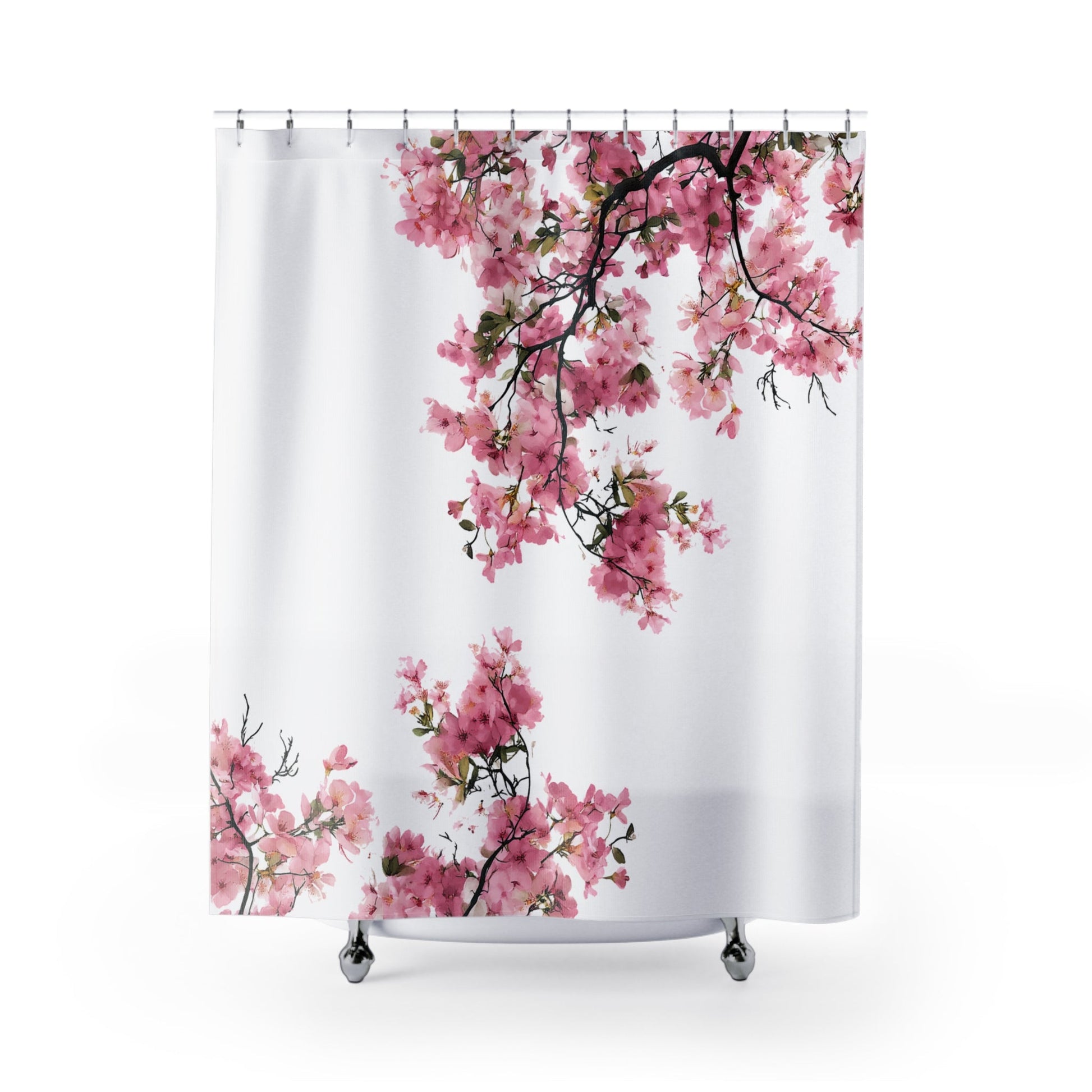 Cherry Blossom Shower Curtain - Elegant Floral Bathroom Decor for Spring - FlooredByArt
