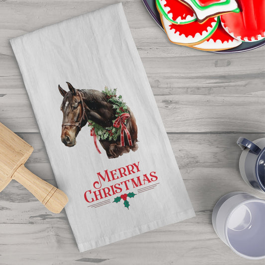 Chrismas Black Horse With Star Kitchen Tea Towels, Christmas Decor - FlooredByArt