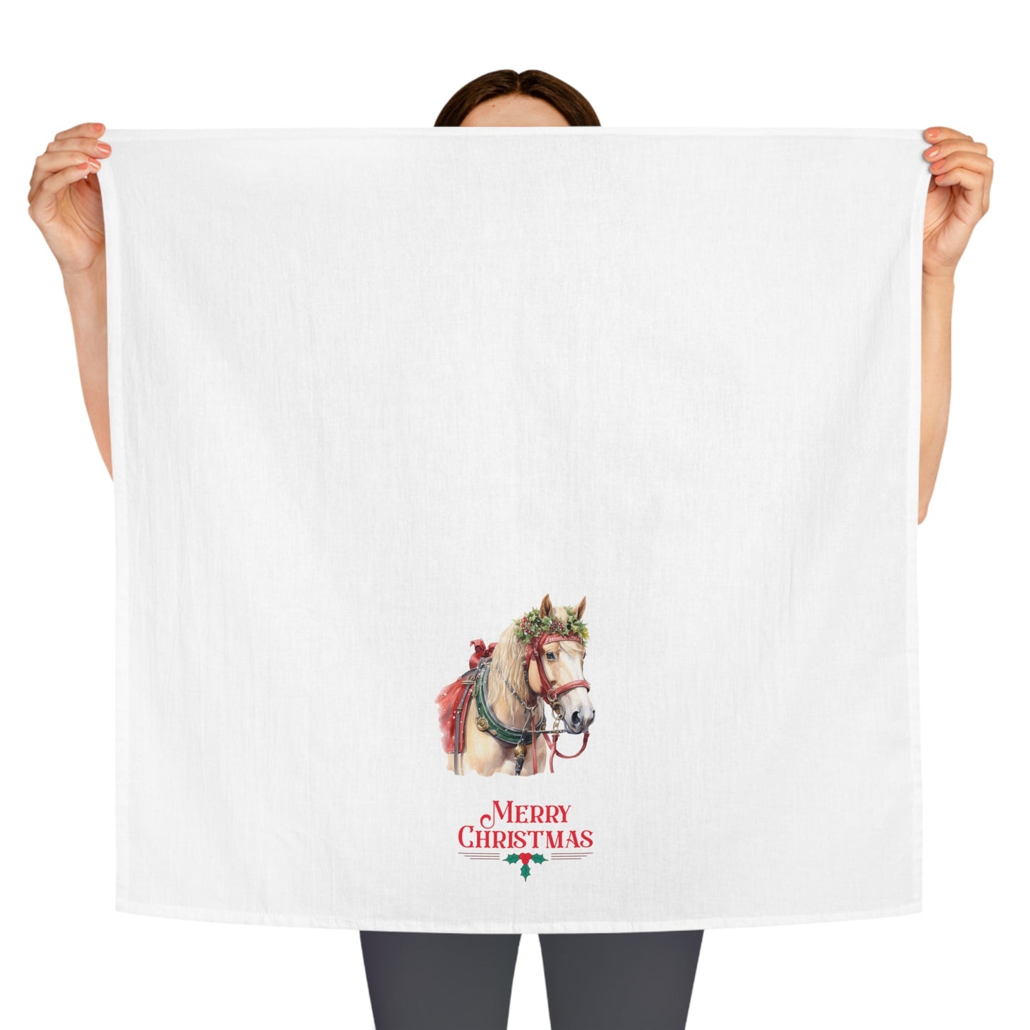 Chrismas Draft Horse Kitchen Tea Towels, Christmas Decor - FlooredByArt