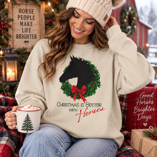 Christmas Is Better With Horses Sweatshirt – Horse Christmas Shirt