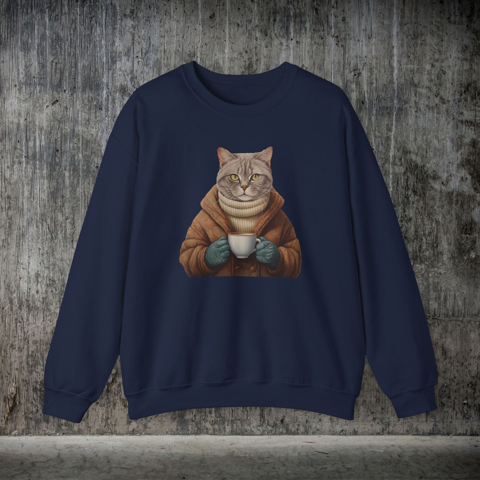 Coffee Cat Sweatshirt, Cats in Sweaters Shirt, Cute Astethic Cat Boho Shirt - FlooredByArt