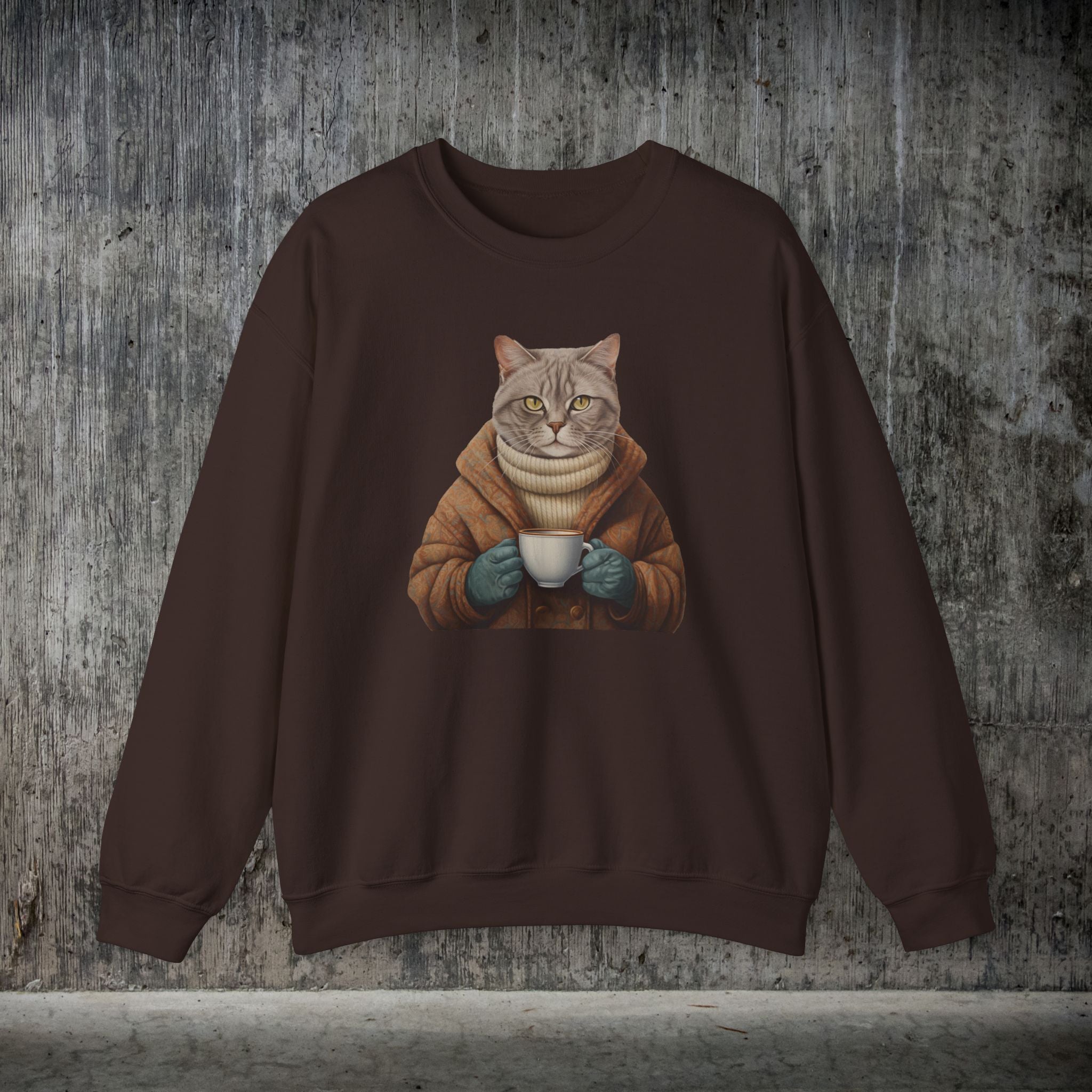 Coffee Cat Sweatshirt Cats in Sweaters Shirt Cute Astethic Cat Boho Shirt