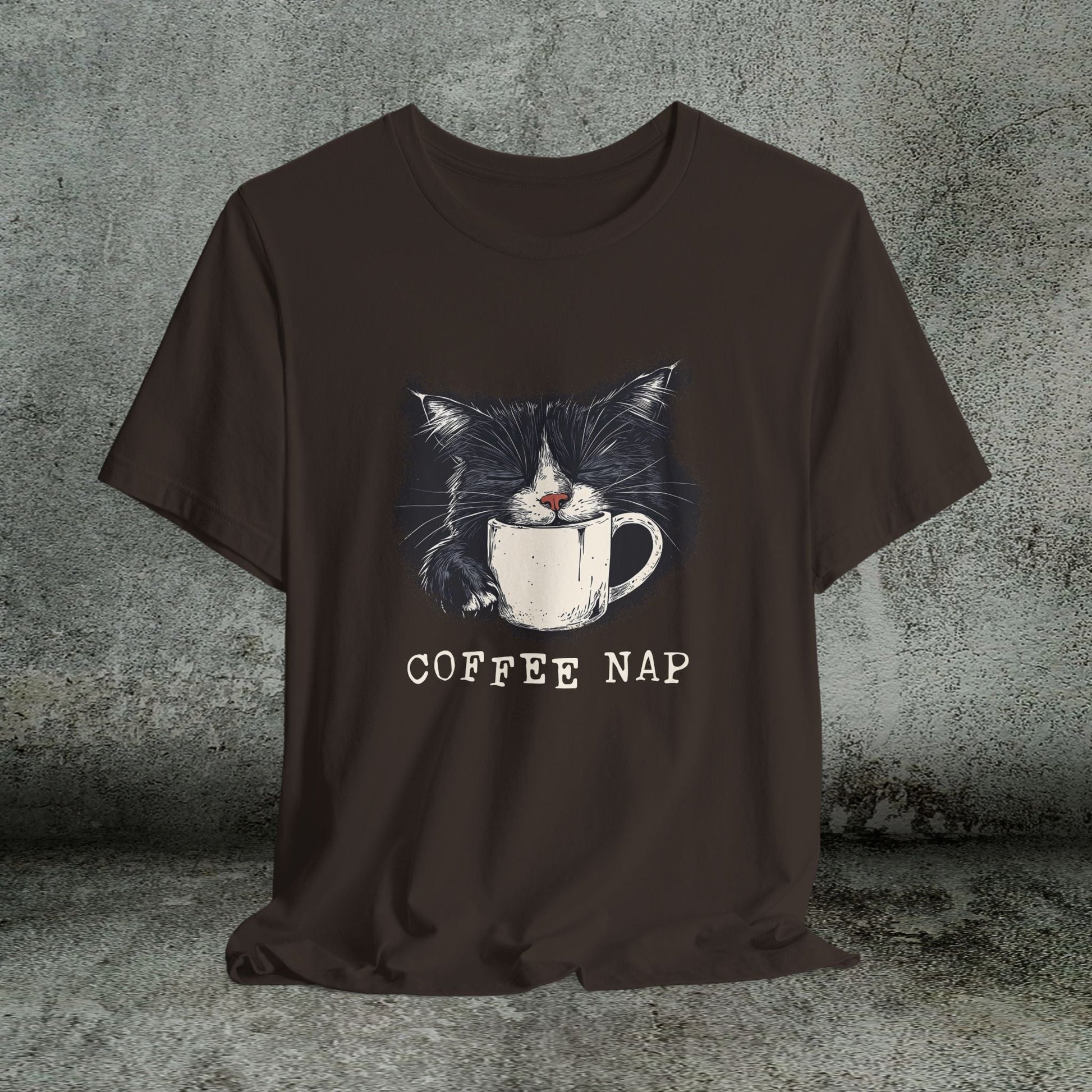 Coffee Nap Black Cat T-Shirt – Cute Cat & Coffee Lover Tee - FlooredByArt