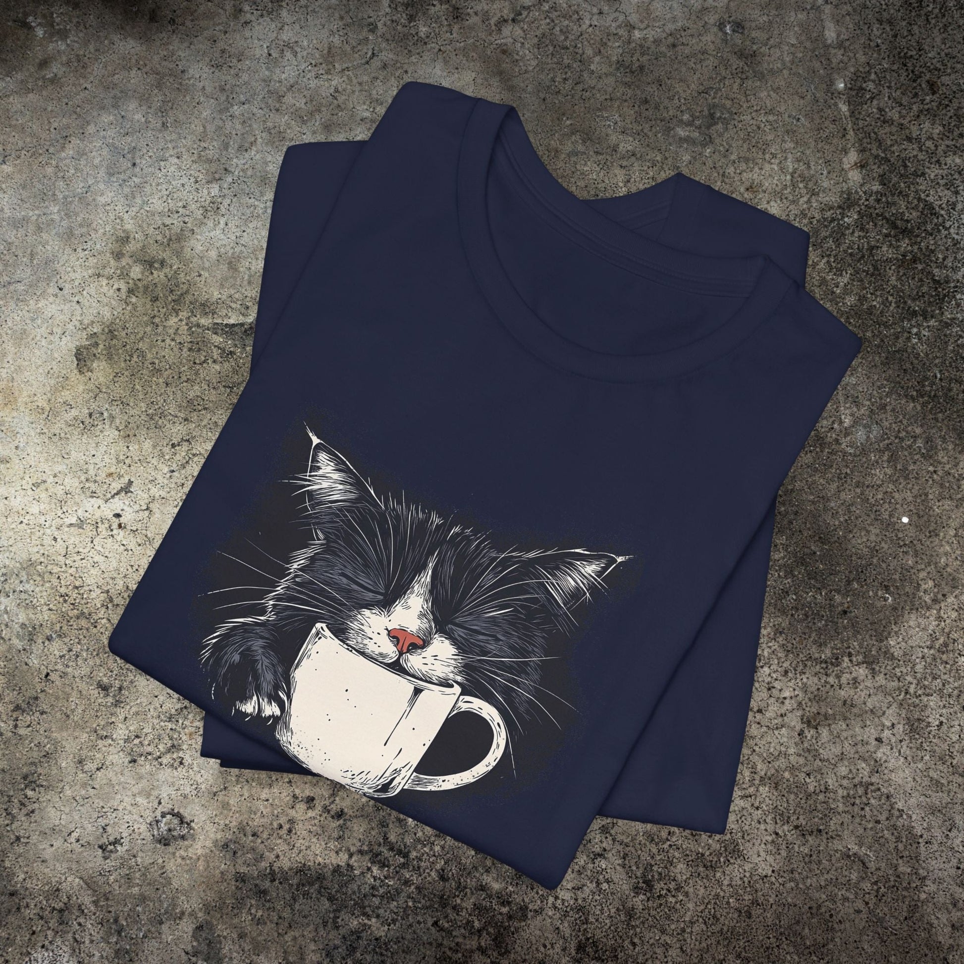 Coffee Nap Black Cat T-Shirt – Cute Cat & Coffee Lover Tee - FlooredByArt