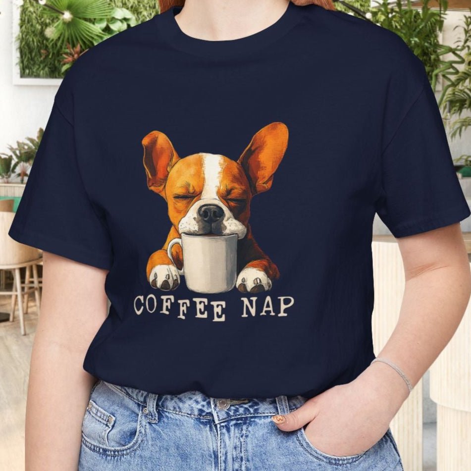 Coffee Nap T-Shirt – Cute French Bulldog & Coffee Lover Tee - FlooredByArt