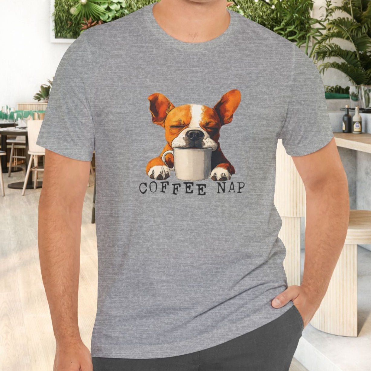 Coffee Nap T-Shirt – Cute French Bulldog & Coffee Lover Tee - FlooredByArt