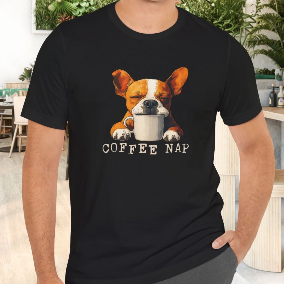 Coffee Nap T-Shirt – Cute French Bulldog & Coffee Lover Tee - FlooredByArt