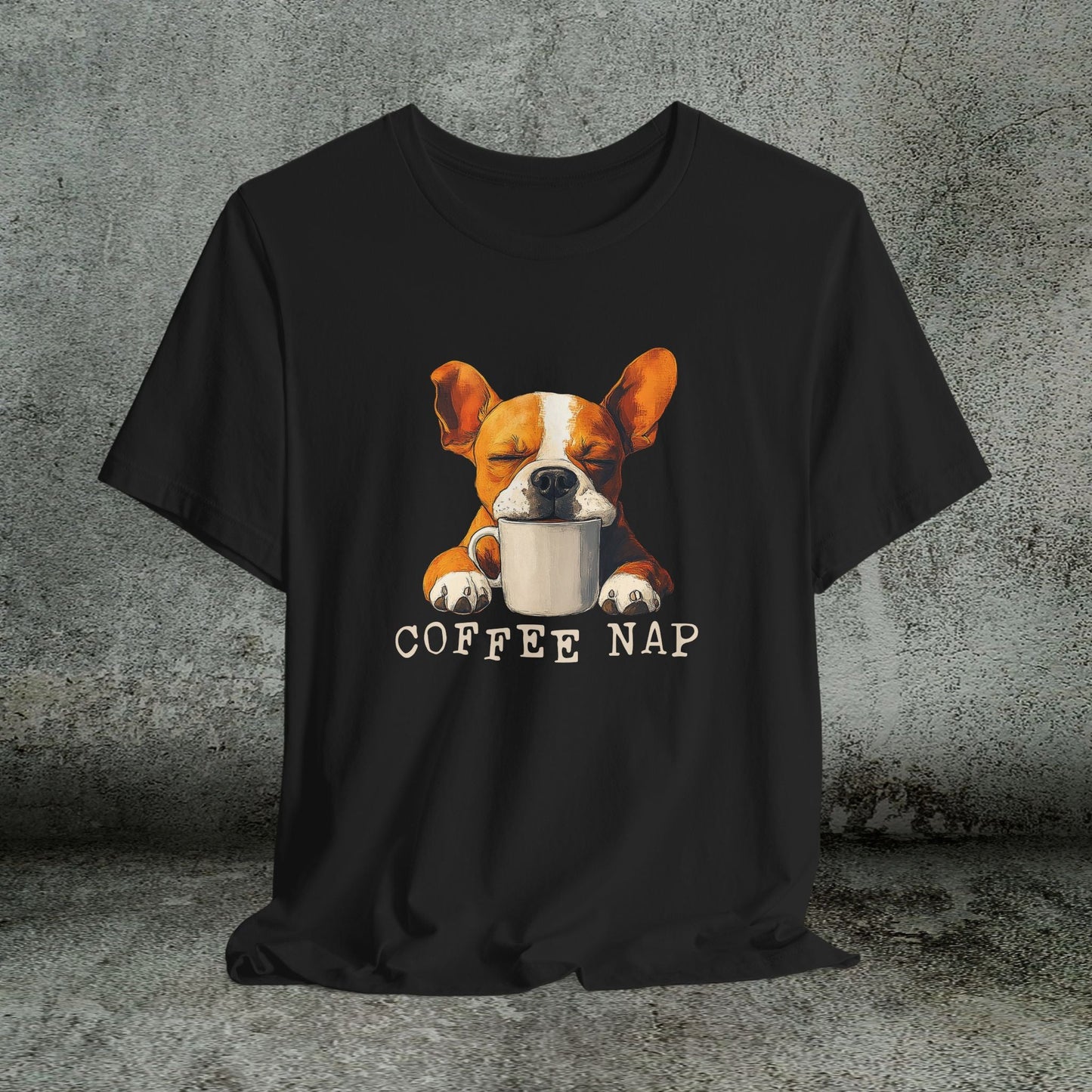 Coffee Nap T-Shirt – Cute French Bulldog & Coffee Lover Tee - FlooredByArt