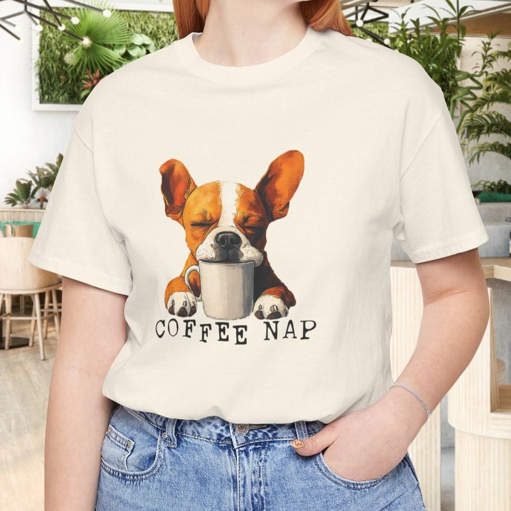 Coffee Nap T-Shirt – Cute French Bulldog & Coffee Lover Tee - FlooredByArt
