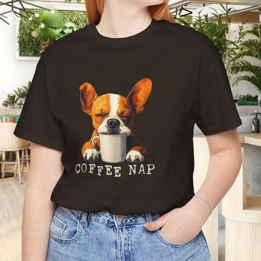 Coffee Nap T-Shirt – Cute French Bulldog & Coffee Lover Tee - FlooredByArt