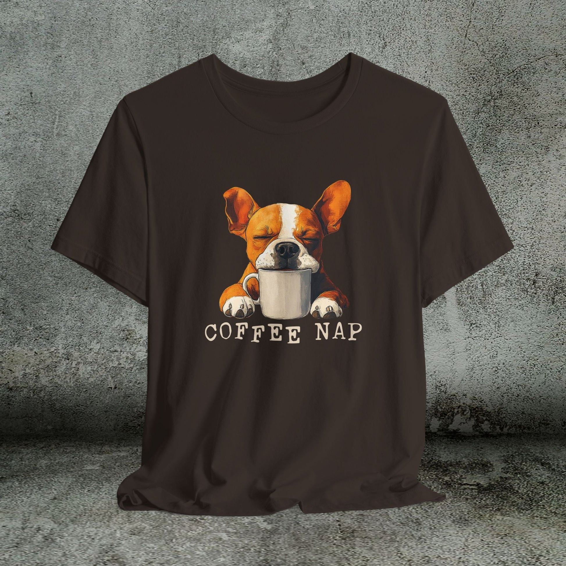 Coffee Nap T-Shirt – Cute French Bulldog & Coffee Lover Tee - FlooredByArt