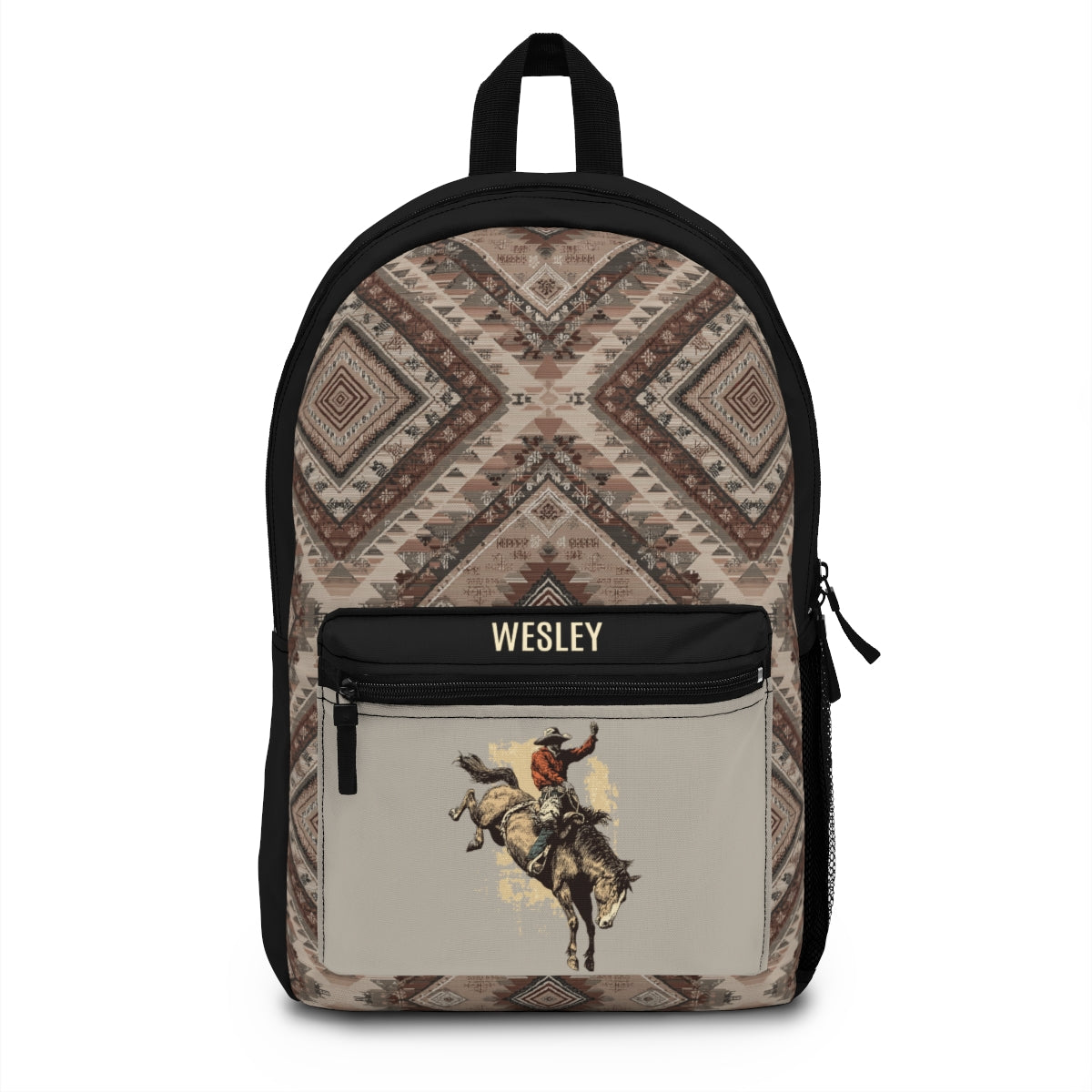 Vintage Rodeo Bucking Bronco Backpack | Southwestern Aztec Pattern