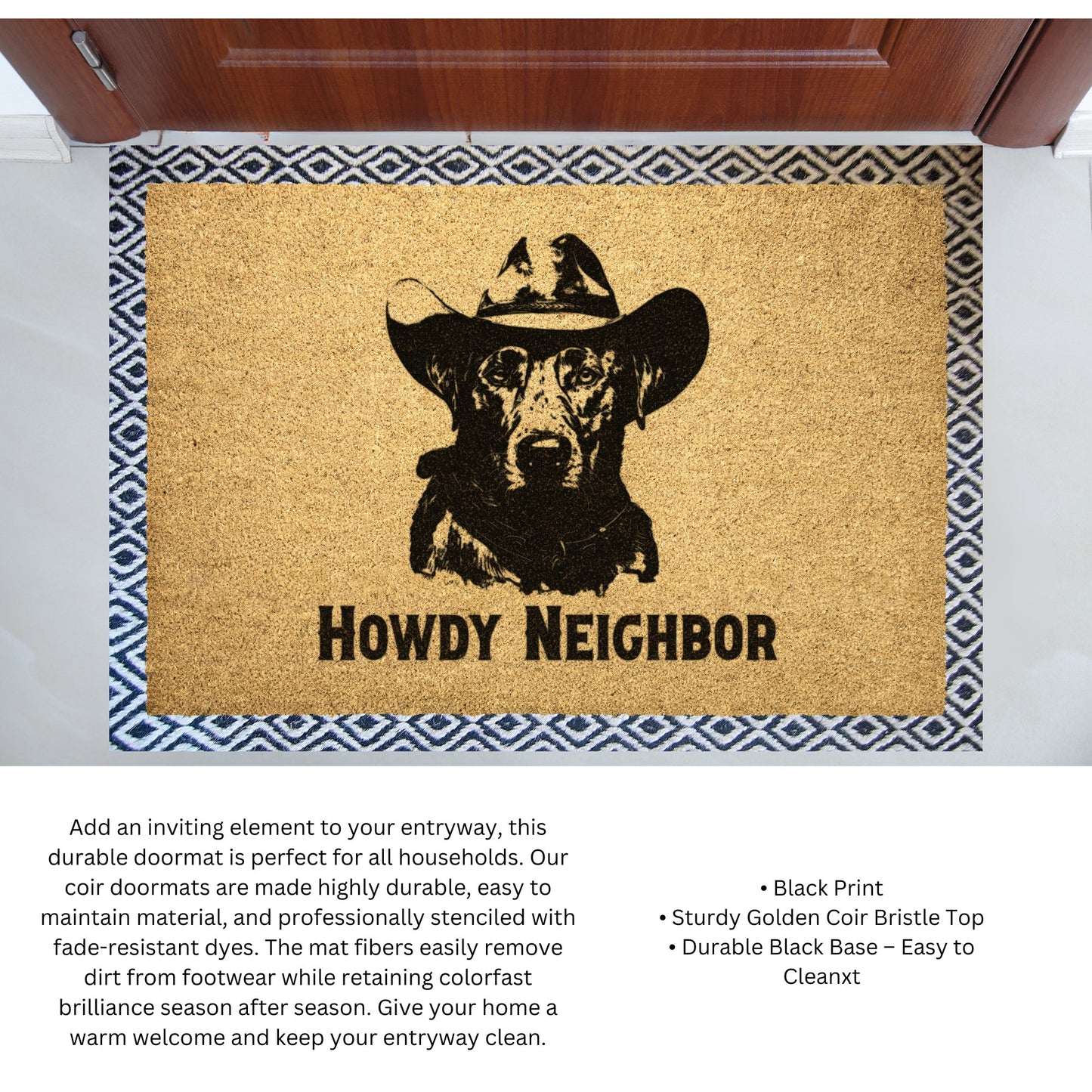 Cowboy Dog DoormatPersonalized Dog Gift, Welcome Mat Dog - FlooredByArt