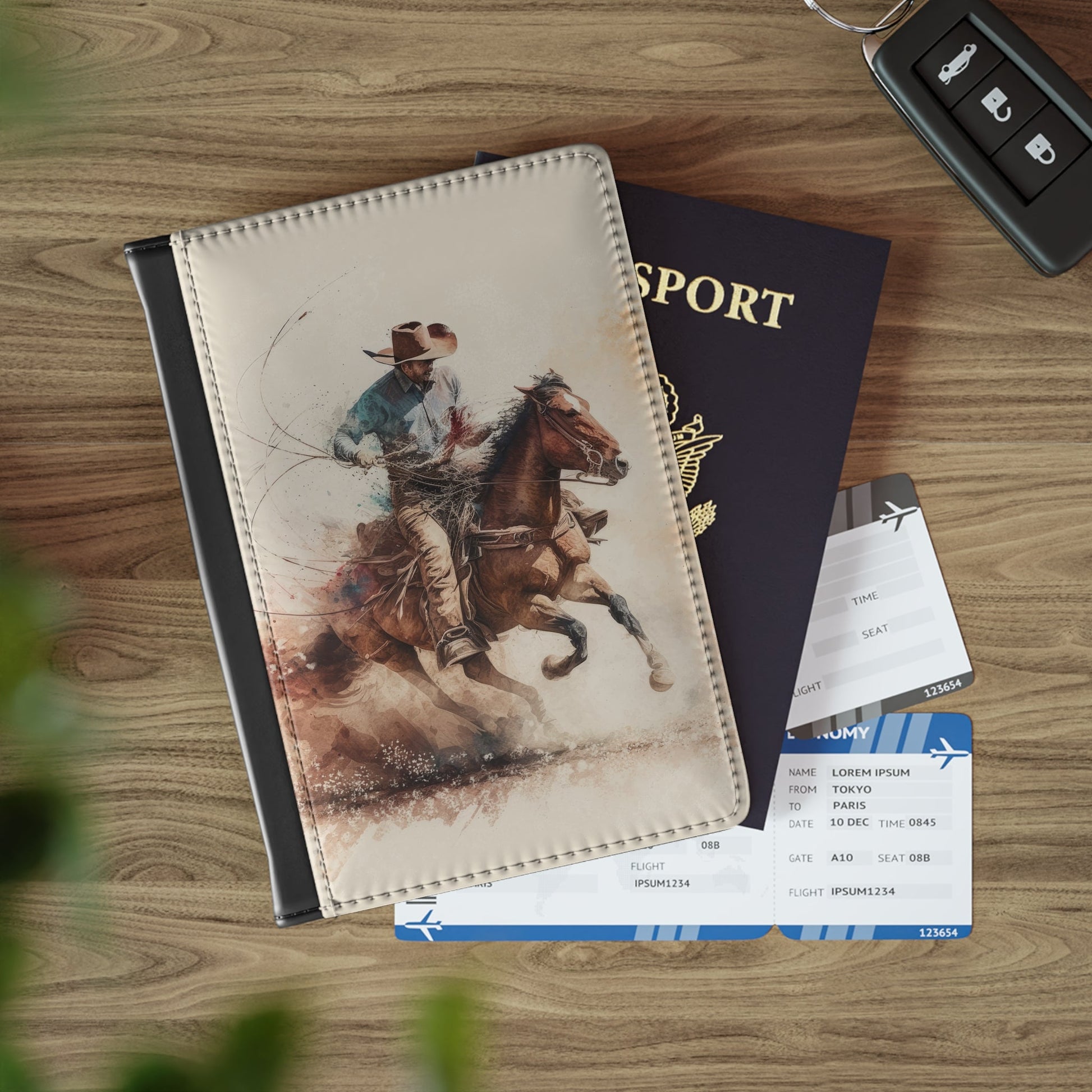 Cowboy Passport Cover Cowboy Design Traveler Travel ID Cover, Passport Protection - FlooredByArt