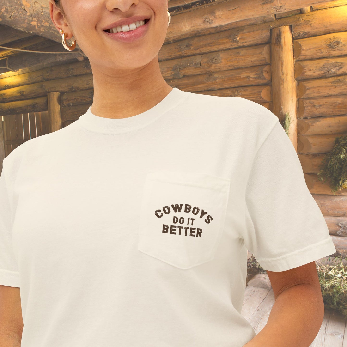 Cowboy Rancher Horse Art Pocket T-shirt, Front Back Printing, Cutting Horse Art - FlooredByArt