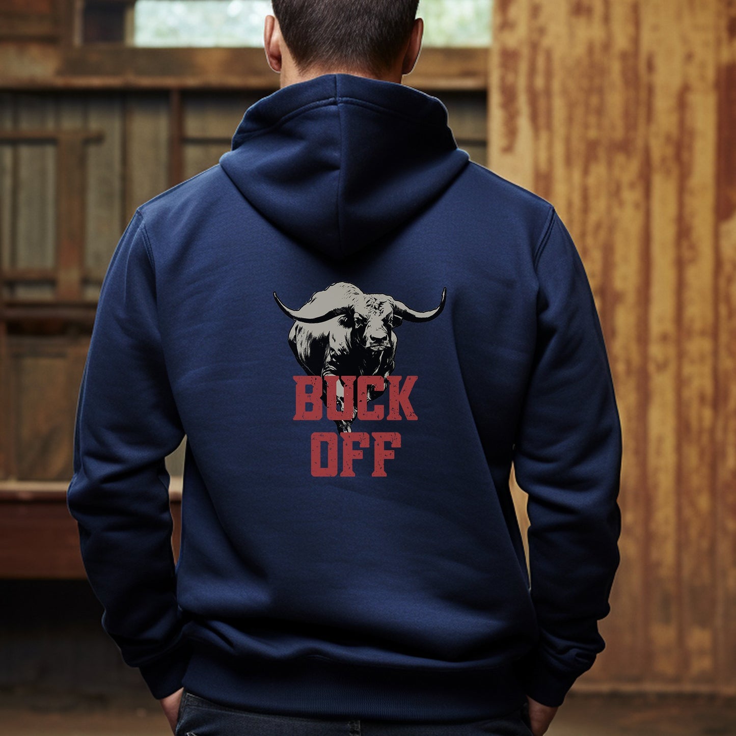 Cowboy Rodeo Full Zip Hoodie Jacket, "Buck Off" for Bull Rodeo Lover - FlooredByArt