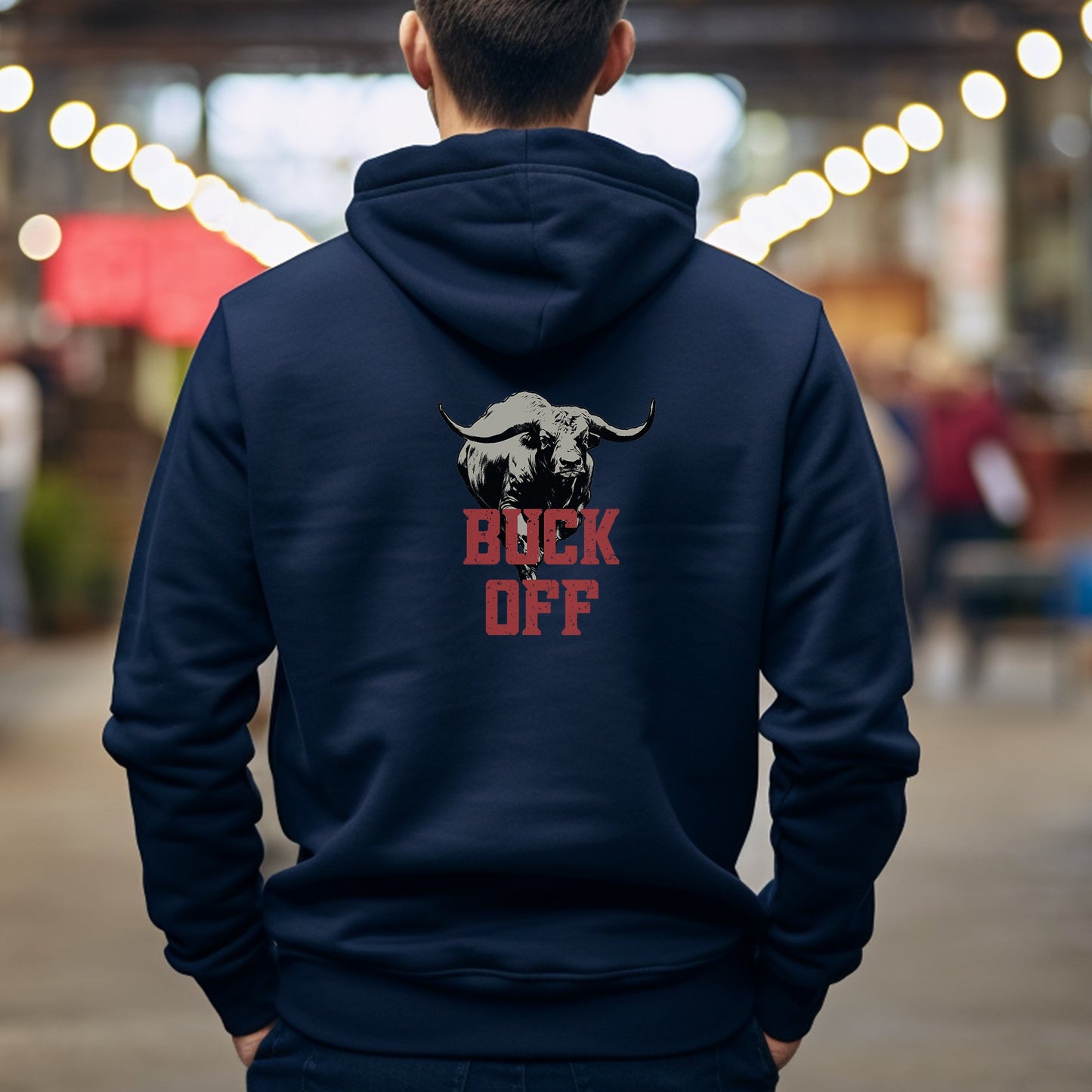 Cowboy Rodeo Full Zip Hoodie Jacket, "Buck Off" for Bull Rodeo Lover - FlooredByArt