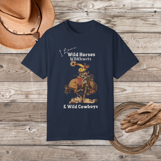 Cowgirl Comfort Colors T - Shirt, Retro Rodeo Shirt, Soft Loose Fit Graphic Cowboy Tee - FlooredByArt