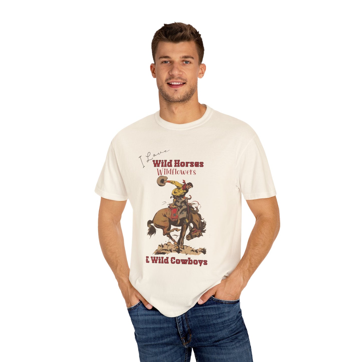 Cowgirl Comfort Colors T - Shirt, Retro Rodeo Shirt, Soft Loose Fit Graphic Cowboy Tee - FlooredByArt