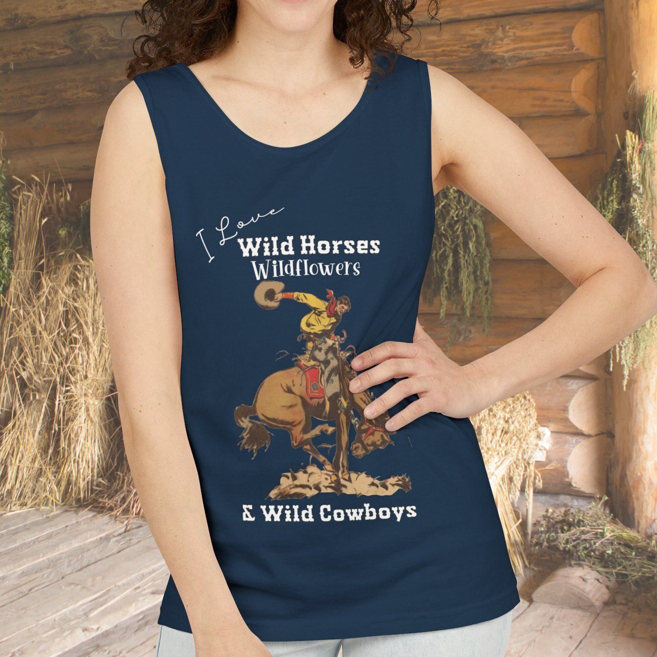 Cowgirl Comfort Colors Tank Top, Vintage Western Shirt, Retro Rodeo Shirt - FlooredByArt