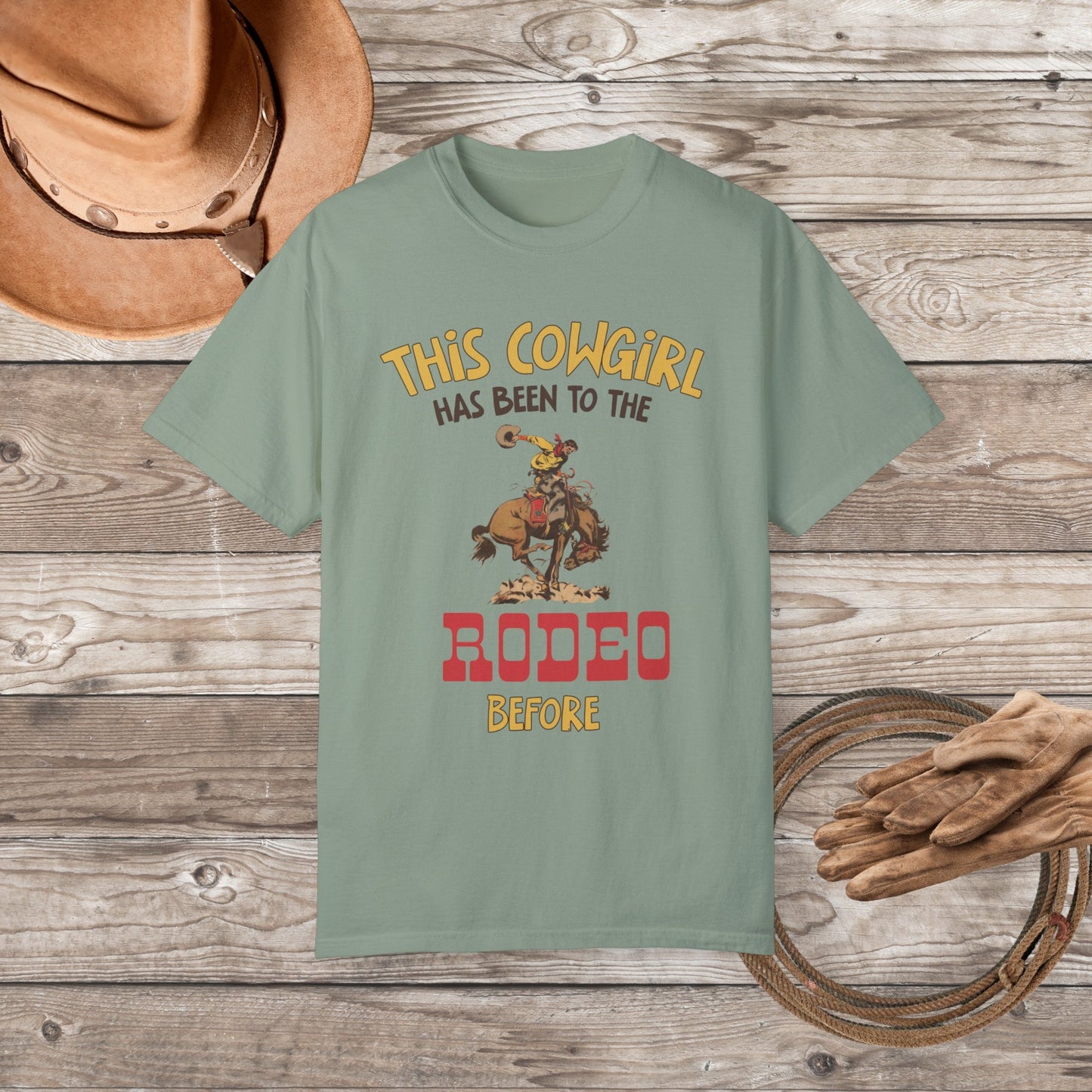 Cowgirl Rodeo Comfort Colors T - Shirt, Vintage Western Shirt, Retro Rodeo Shirt - FlooredByArt