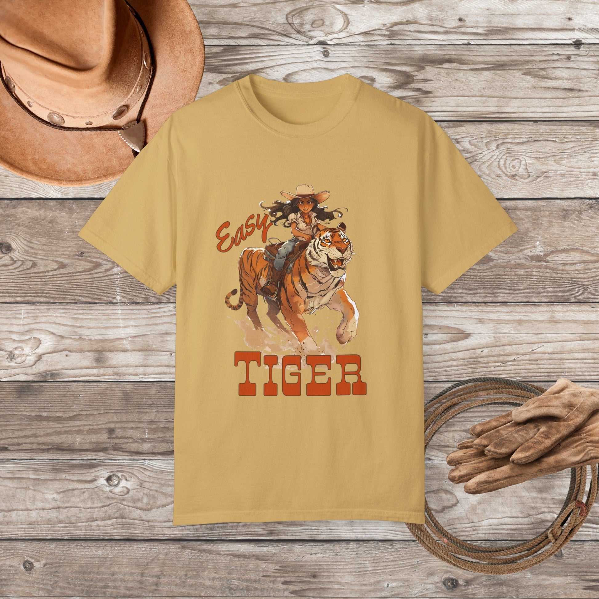 Cowgirl Shirt, Easy Tiger, Country Concert Tee, Western Graphic Tee, Oversized Cowgirl Tee - FlooredByArt