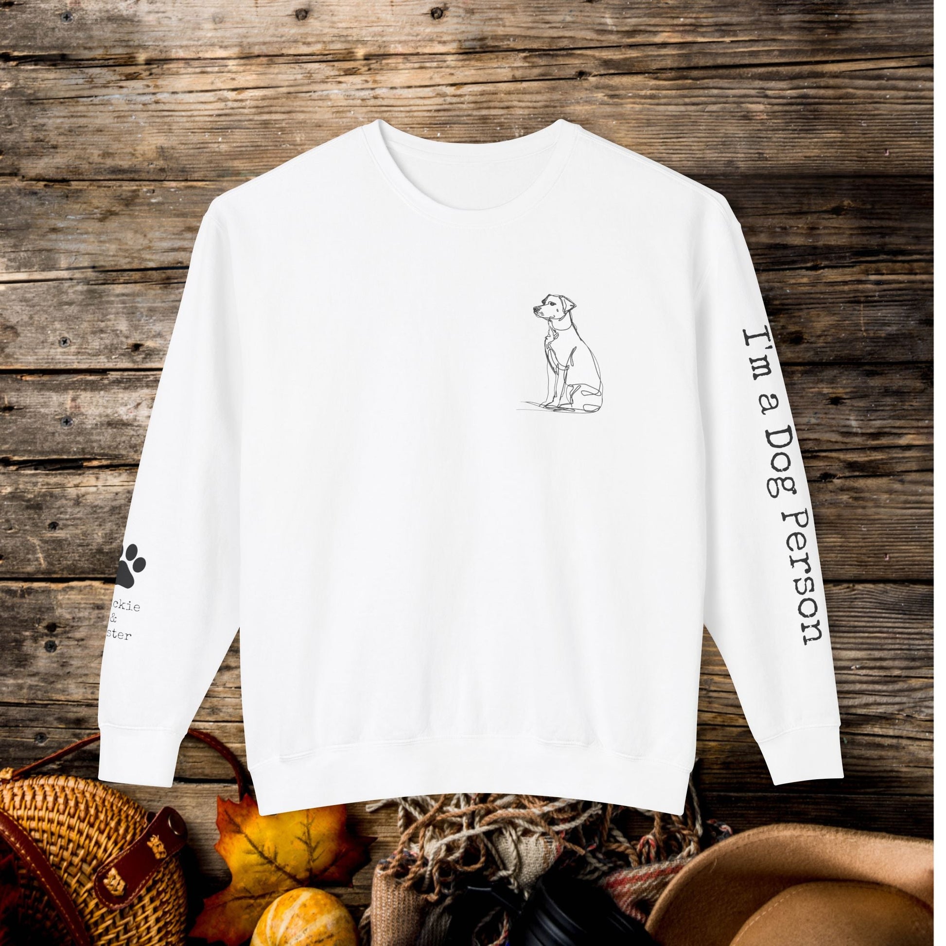 Custom Dog on a Premium Comfort Color 1466 Sweatshirt, Personalized Sleeves - FlooredByArt