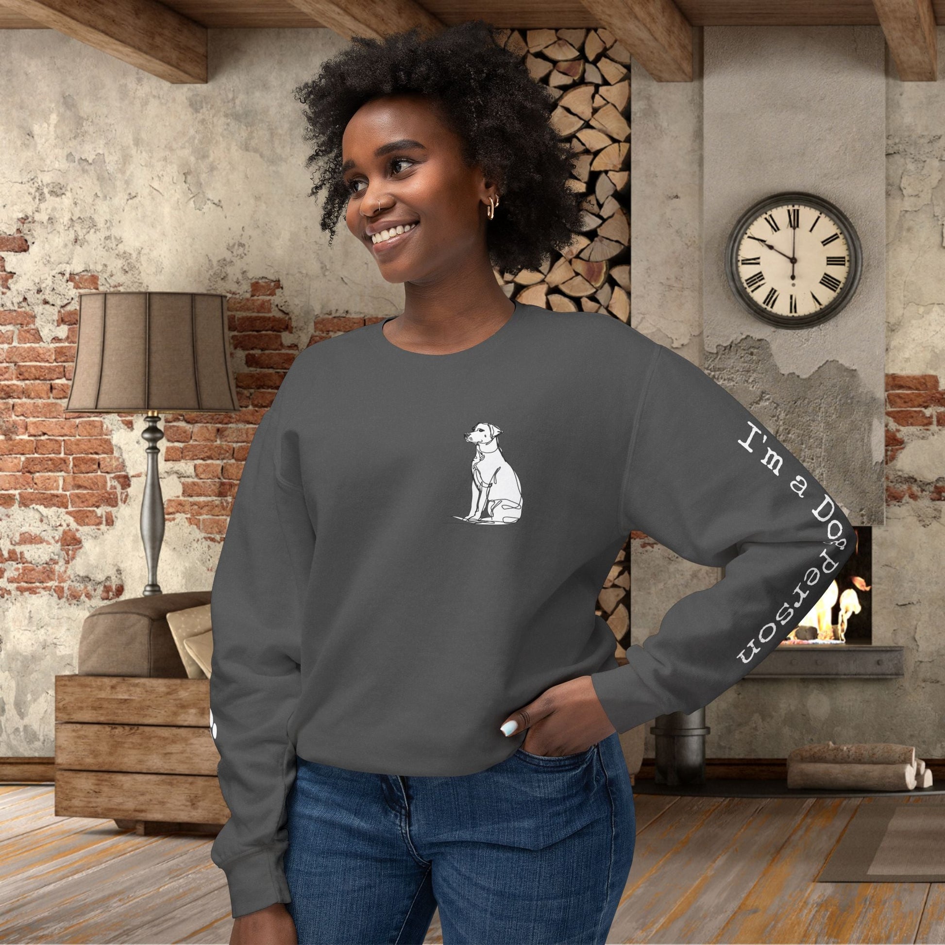 Custom Dog on a Premium Comfort Color 1466 Sweatshirt, Personalized Sleeves - FlooredByArt