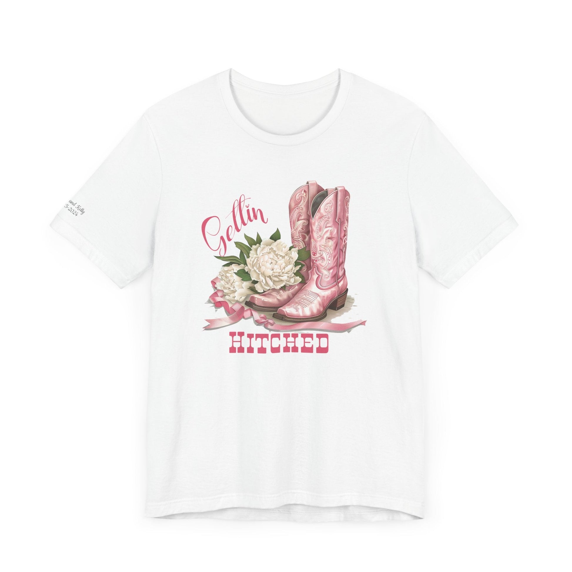 Custom Western Cowgirl Wedding T - shirt, Future Bride Engagement Tee, Party Keepsakes, Sleeve printing - FlooredByArt