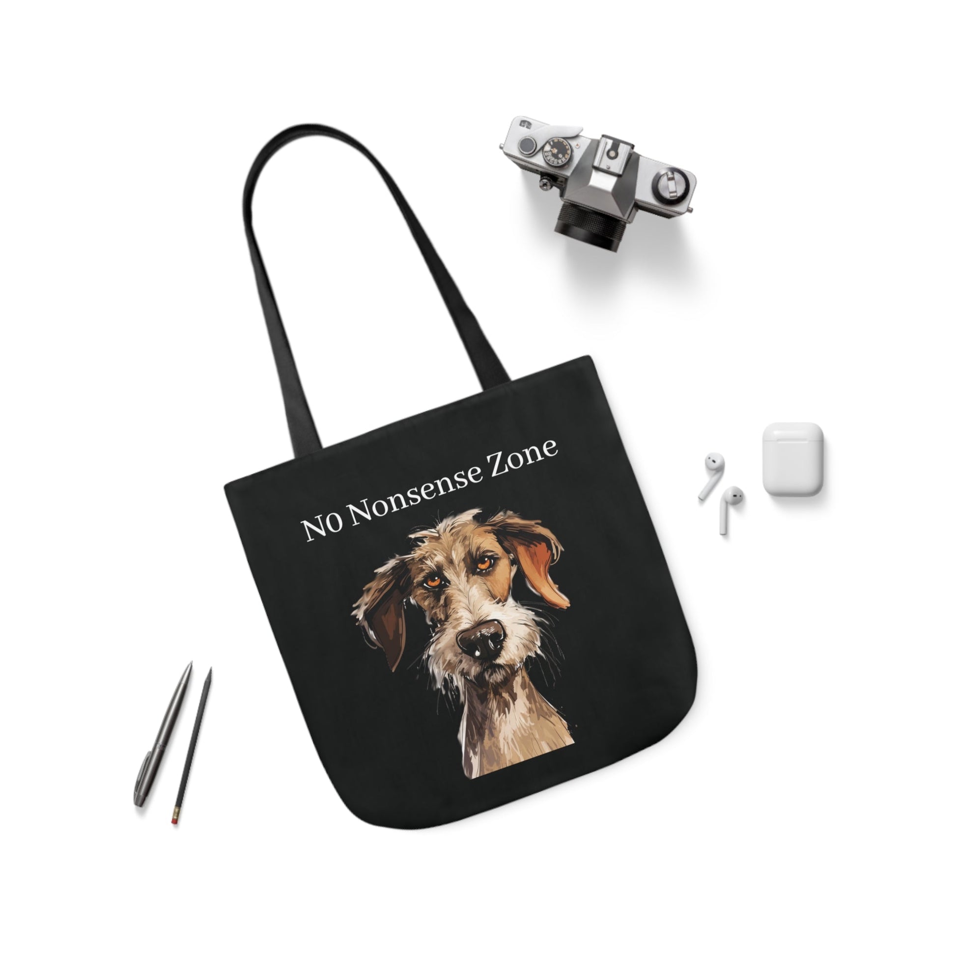 Cute and Funny Dog Tote Bag - No Nonsense Please! Dog Carry All Tote Bag - FlooredByArt