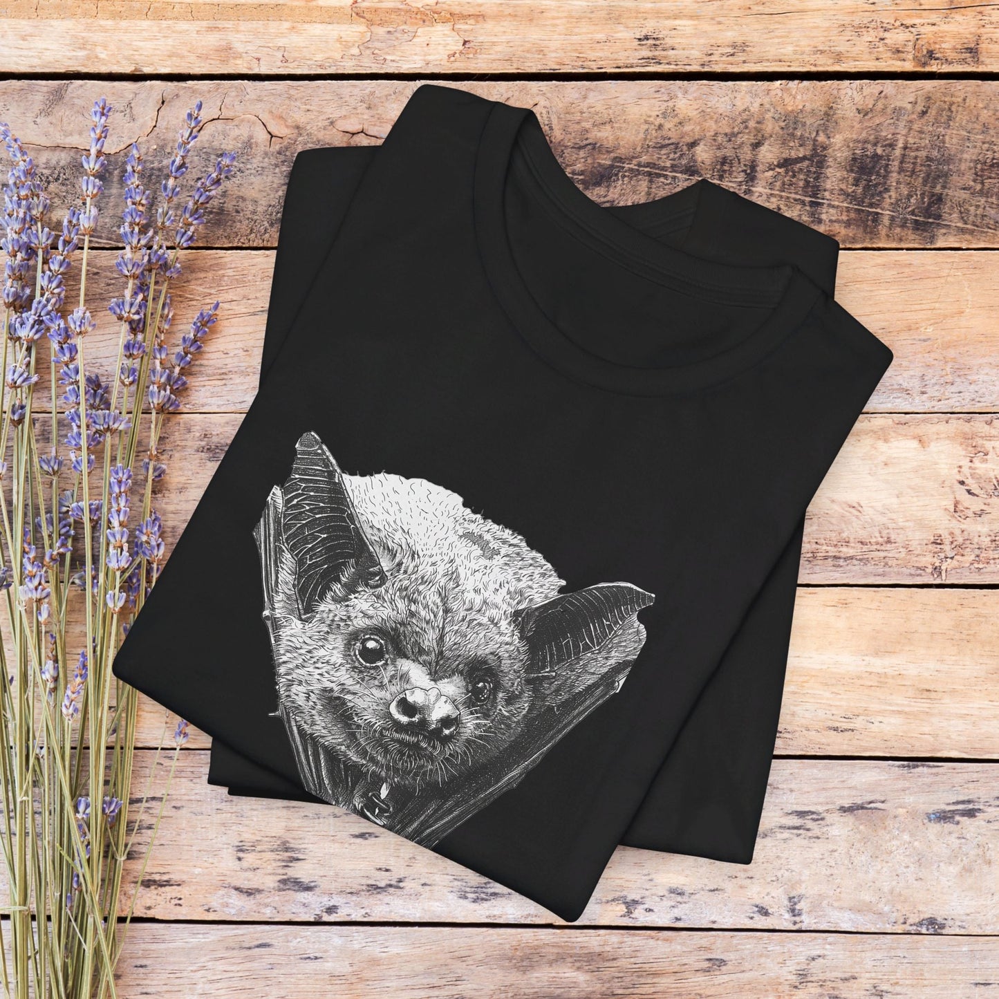 Cute Bat Spooky T-Shirt, Detailed Art Goth Shirt, Hello Shirt, Batman Costume, Comfy Gift - FlooredByArt