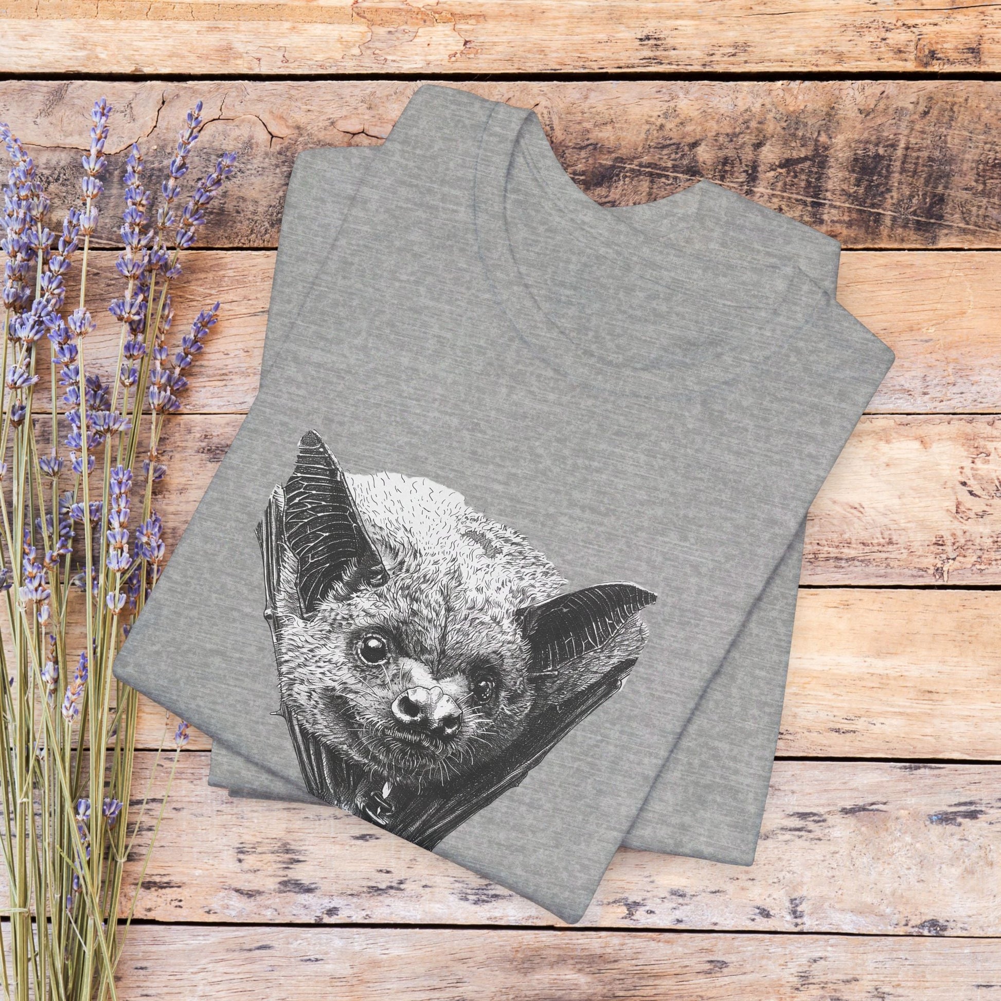 Cute Bat Spooky T-Shirt, Detailed Art Goth Shirt, Hello Shirt, Batman Costume, Comfy Gift - FlooredByArt