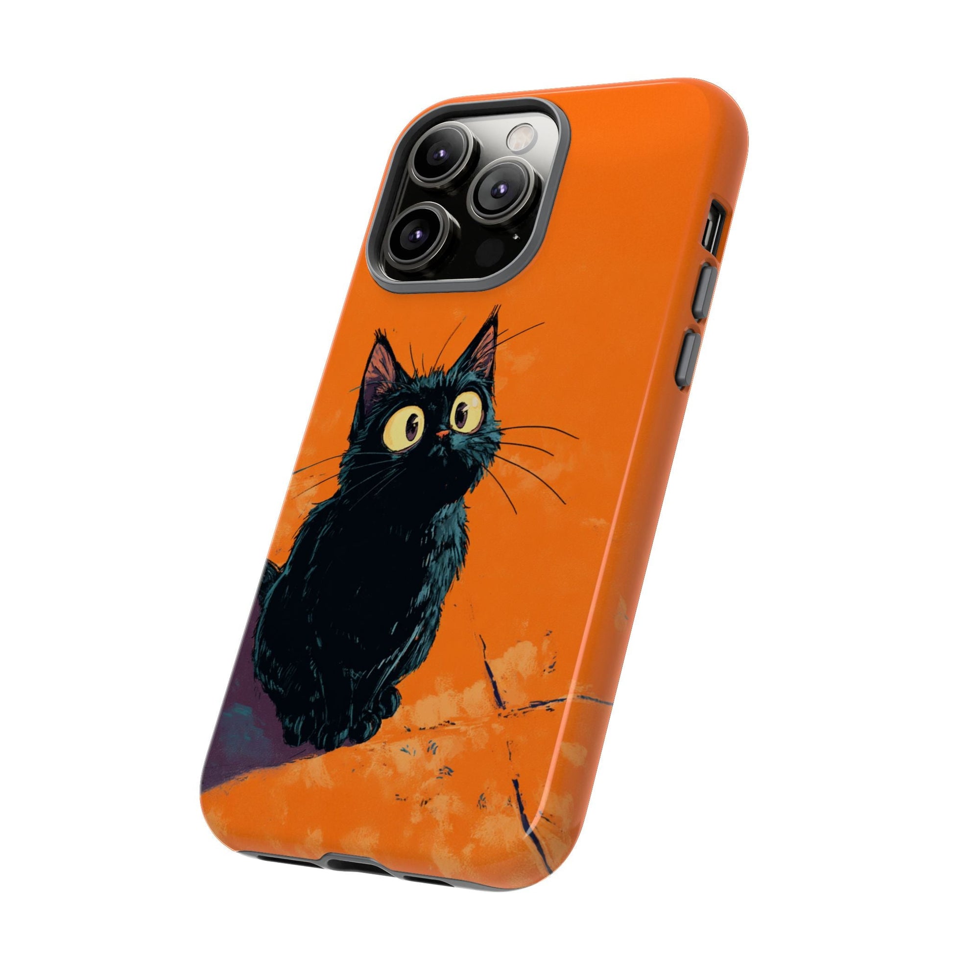 Cute Cat iPhone Case, Tough Phone Cover, iPhone 16, 15, 14 series - FlooredByArt