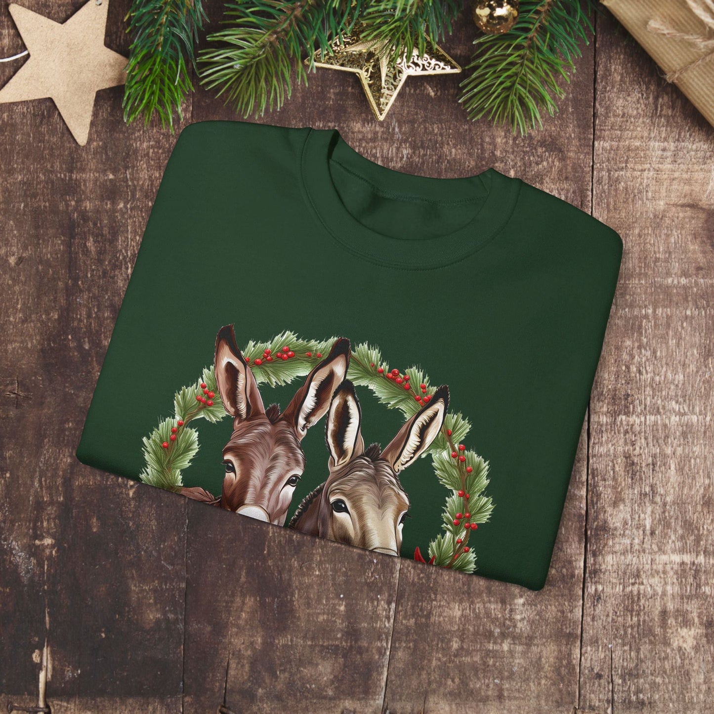 Cute Donkey Christmas Sweatshirt, Horse Lovers Holiday Shirt, Funny Christmas Sweater for Donkey Lovers - FlooredByArt