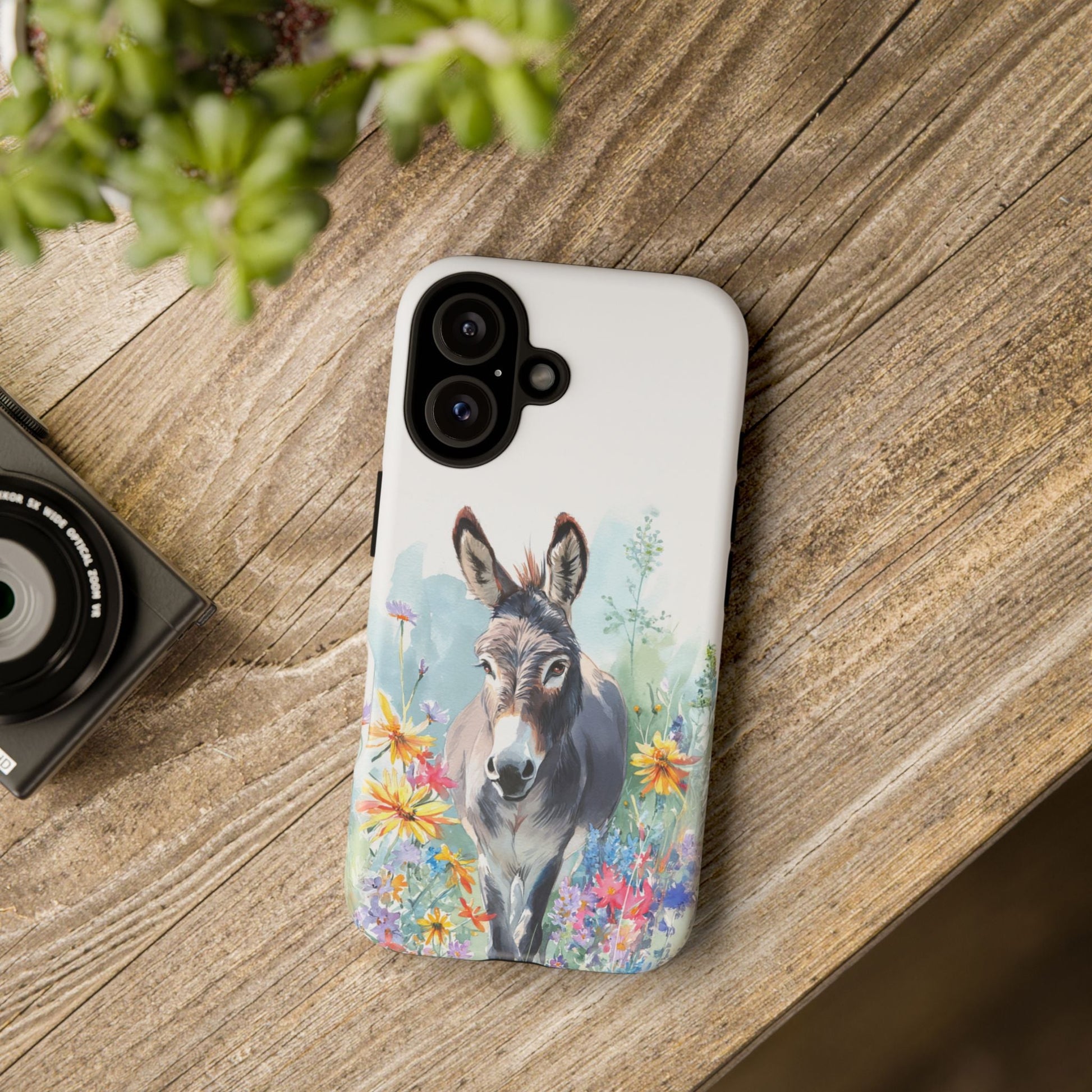 Cute Donkey iPhone Case - Summer Fun Floral Phone Cover, Tough Phone Case - FlooredByArt
