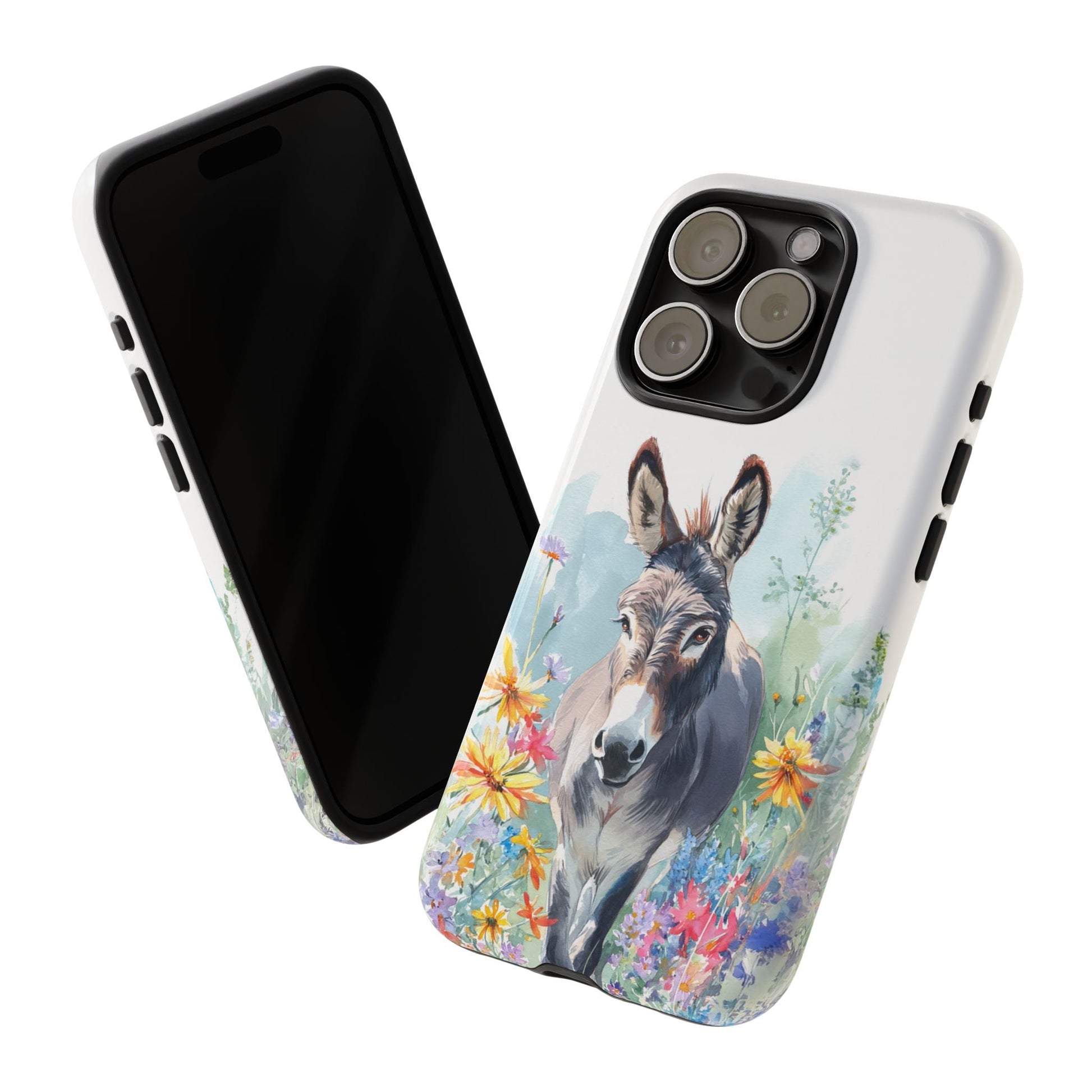 Cute Donkey iPhone Case - Summer Fun Floral Phone Cover, Tough Phone Case - FlooredByArt