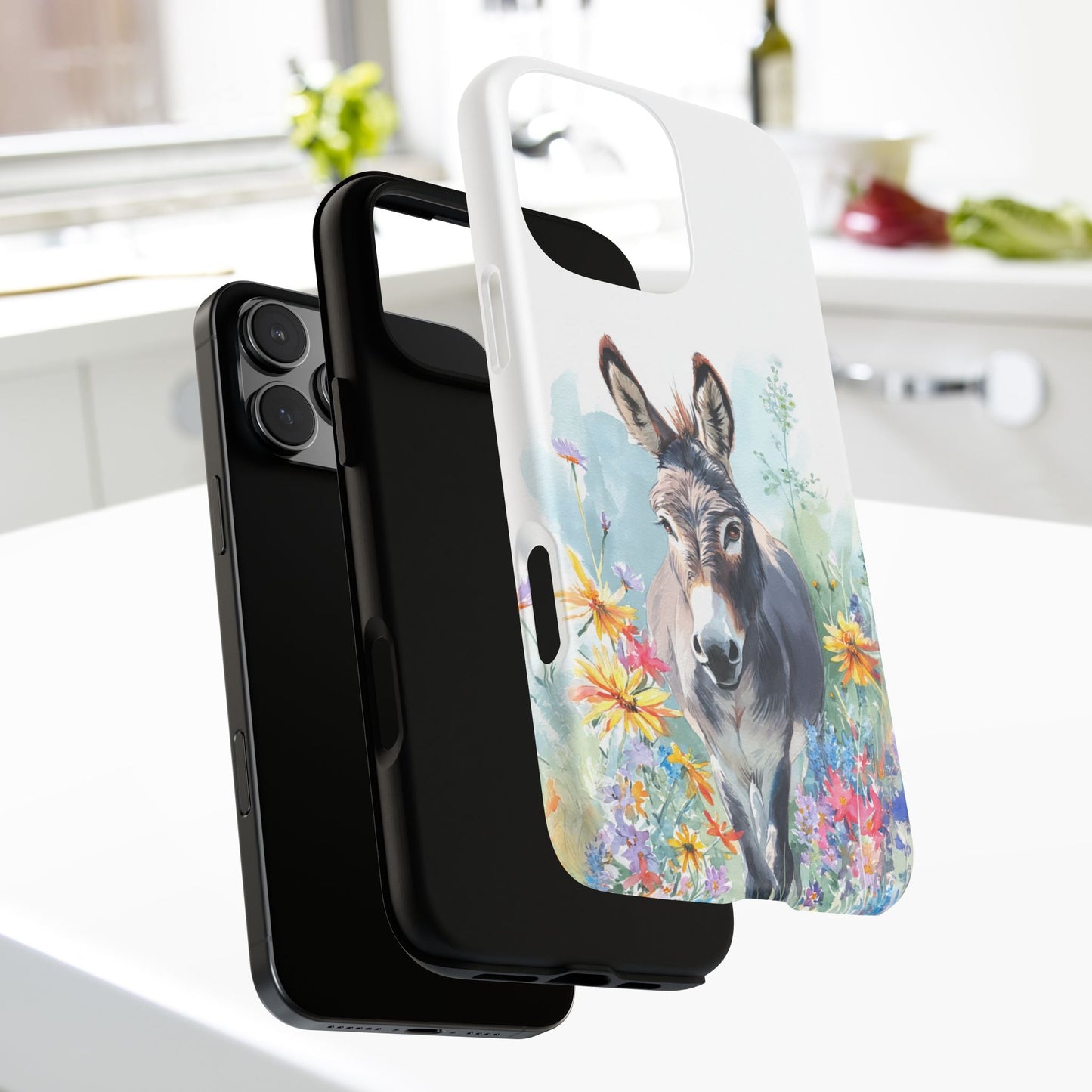 Cute Donkey iPhone Case - Summer Fun Floral Phone Cover, Tough Phone Case - FlooredByArt