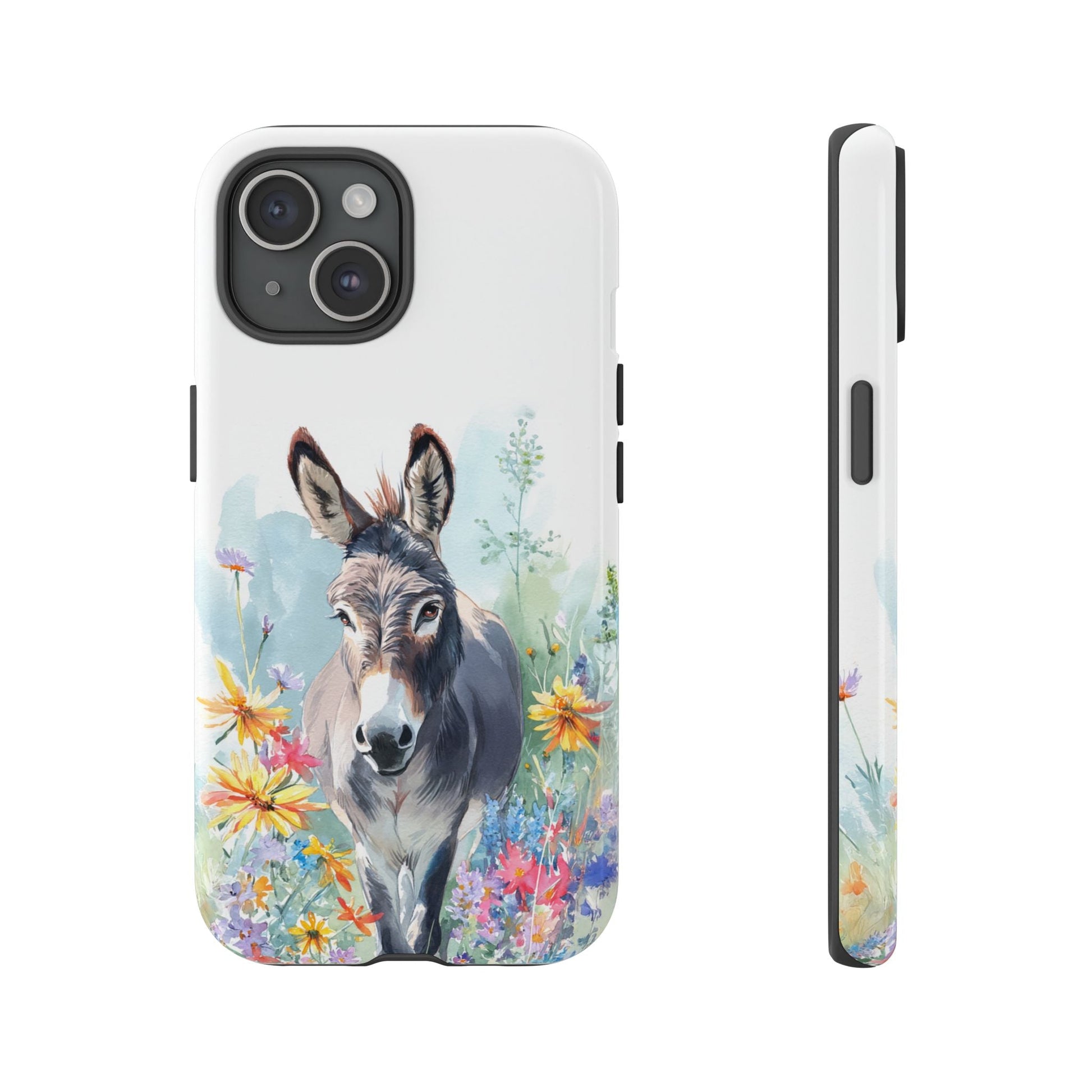Cute Donkey iPhone Case - Summer Fun Floral Phone Cover, Tough Phone Case - FlooredByArt