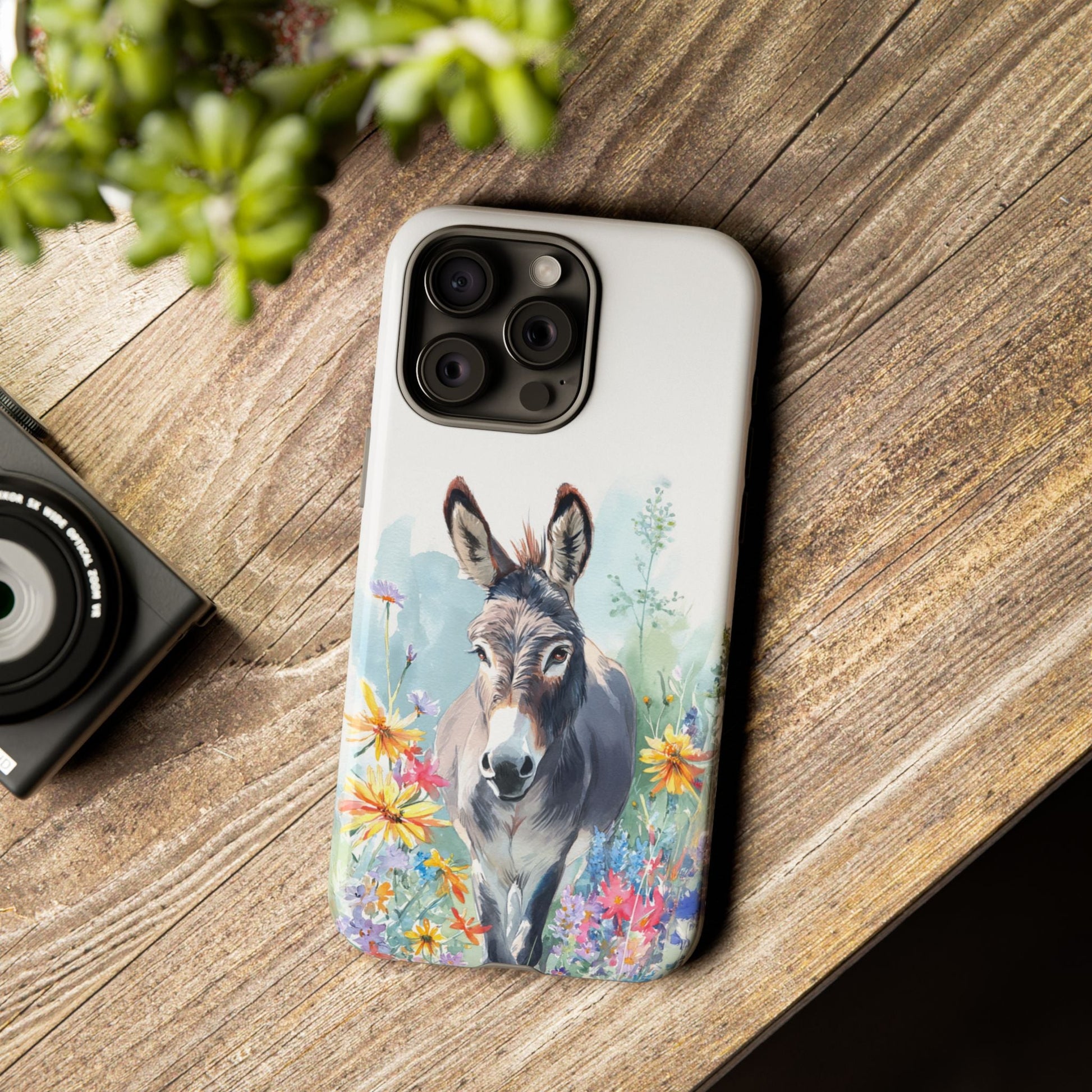 Cute Donkey iPhone Case - Summer Fun Floral Phone Cover, Tough Phone Case - FlooredByArt