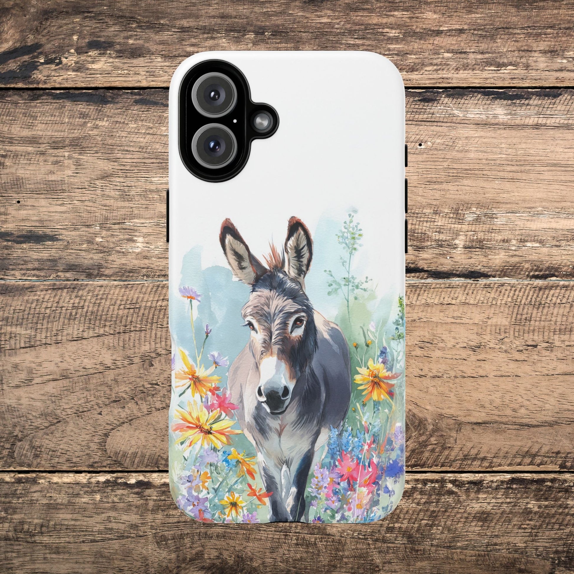 Cute Donkey iPhone Case - Summer Fun Floral Phone Cover, Tough Phone Case - FlooredByArt