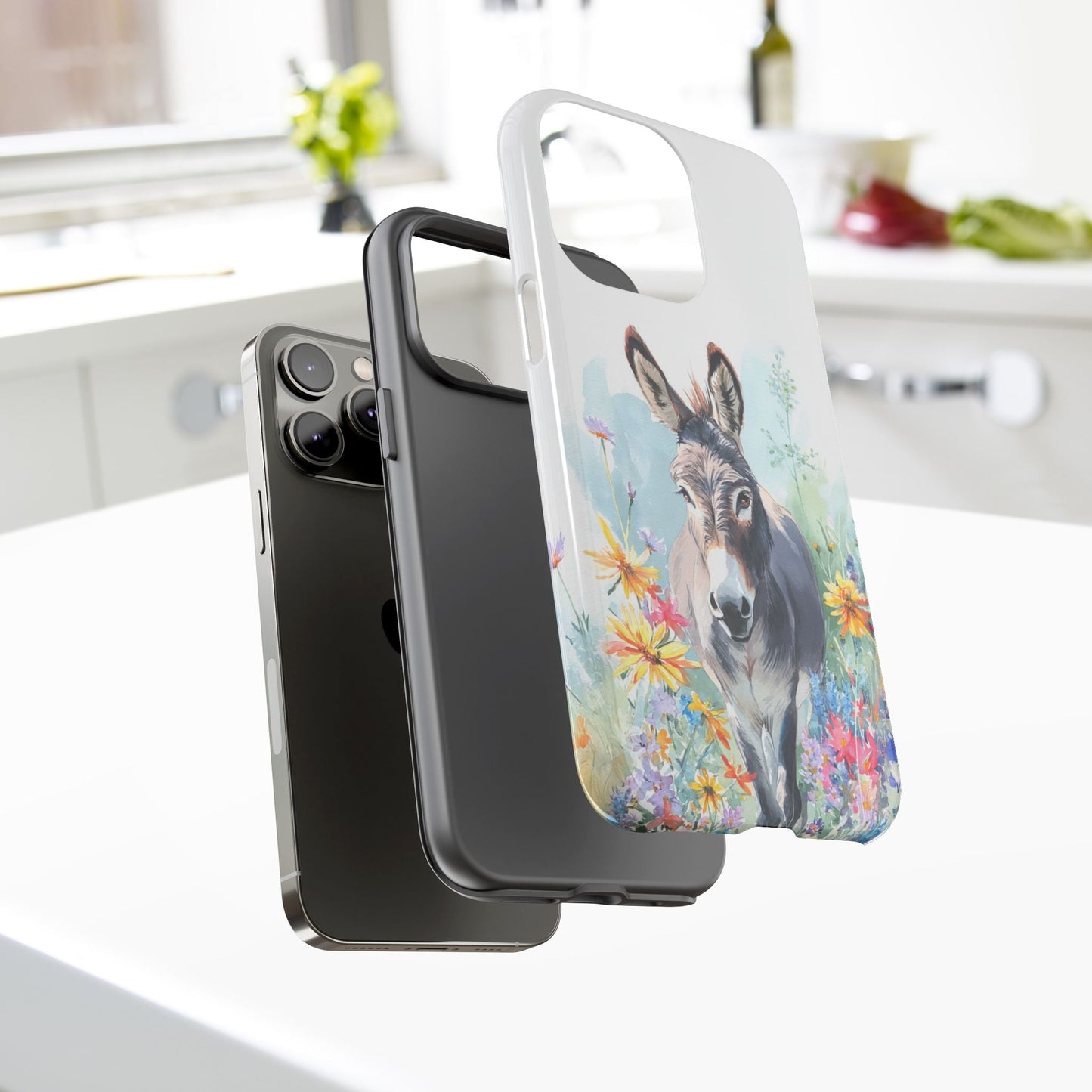 Cute Donkey iPhone Case - Summer Fun Floral Phone Cover, Tough Phone Case - FlooredByArt