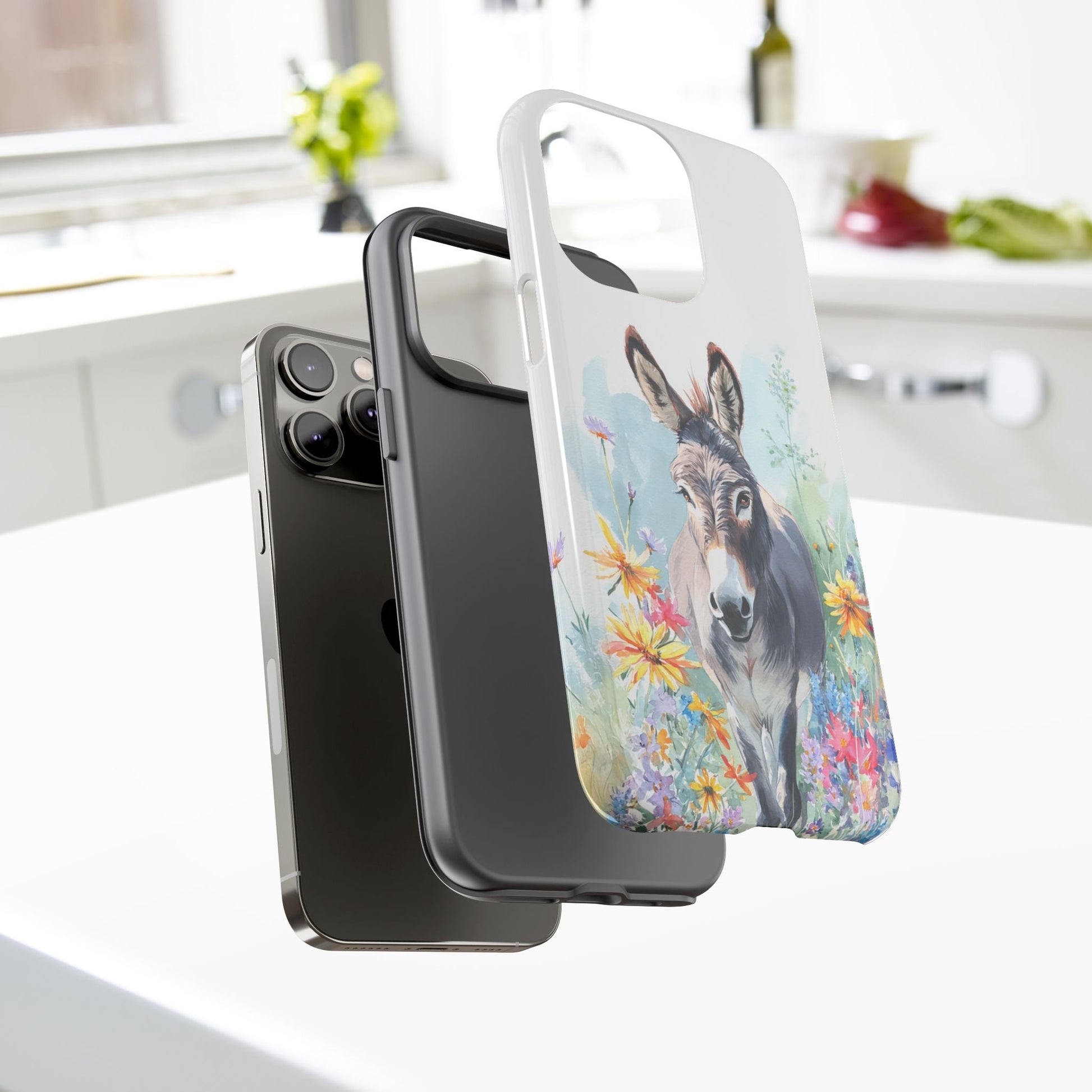 Cute Donkey iPhone Case - Summer Fun Floral Phone Cover, Tough Phone Case - FlooredByArt