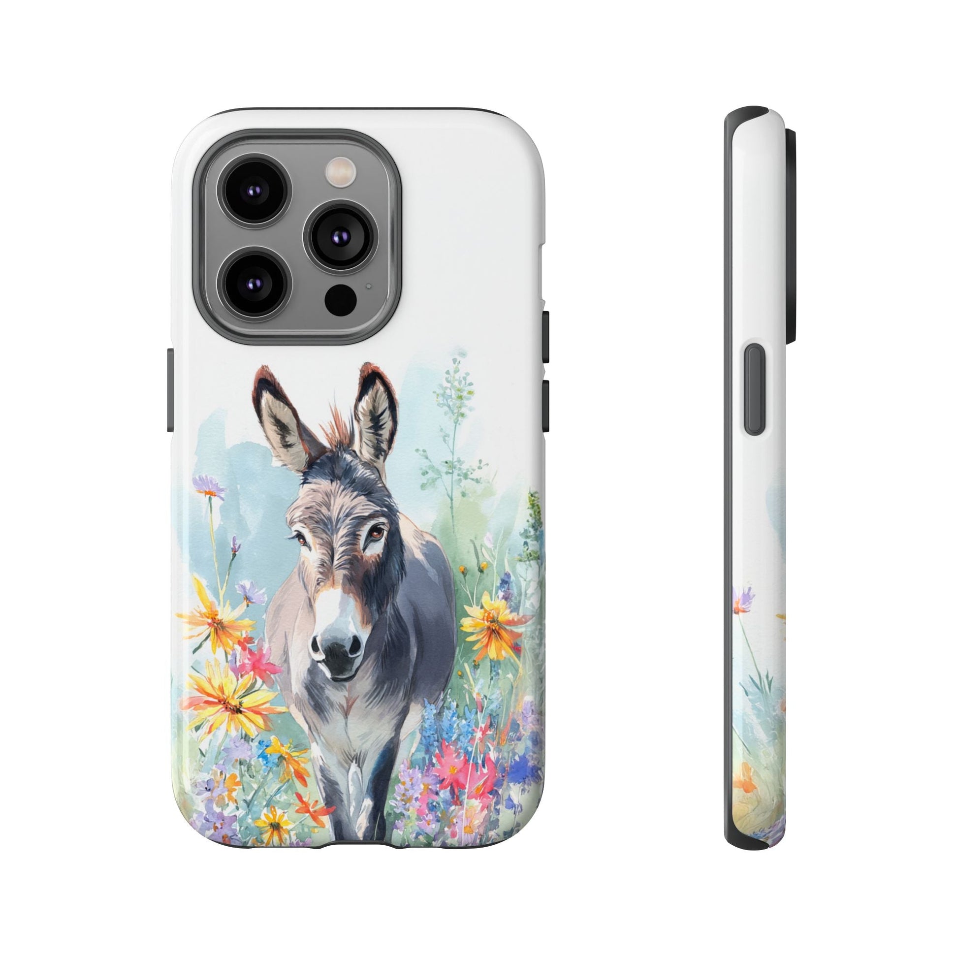 Cute Donkey iPhone Case - Summer Fun Floral Phone Cover, Tough Phone Case - FlooredByArt