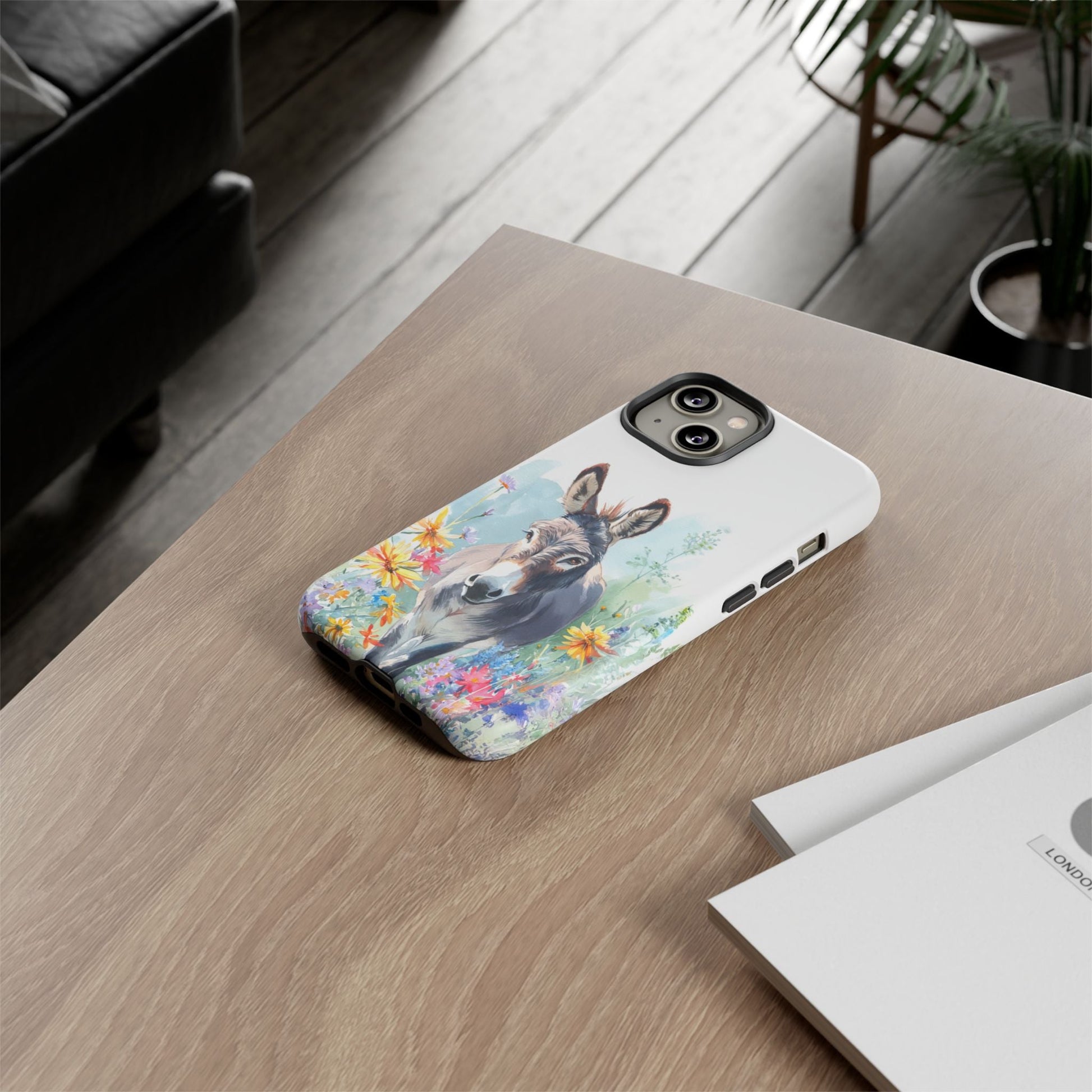 Cute Donkey iPhone Case - Summer Fun Floral Phone Cover, Tough Phone Case - FlooredByArt